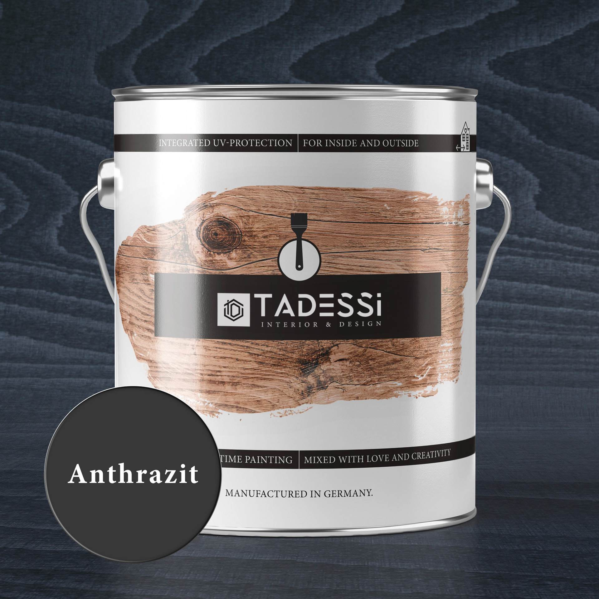 Tadessi Holzlasur Anthrazitgrau 2,5l Lösemittelfrei Innen- und Außenbereich Seidenglänzend
