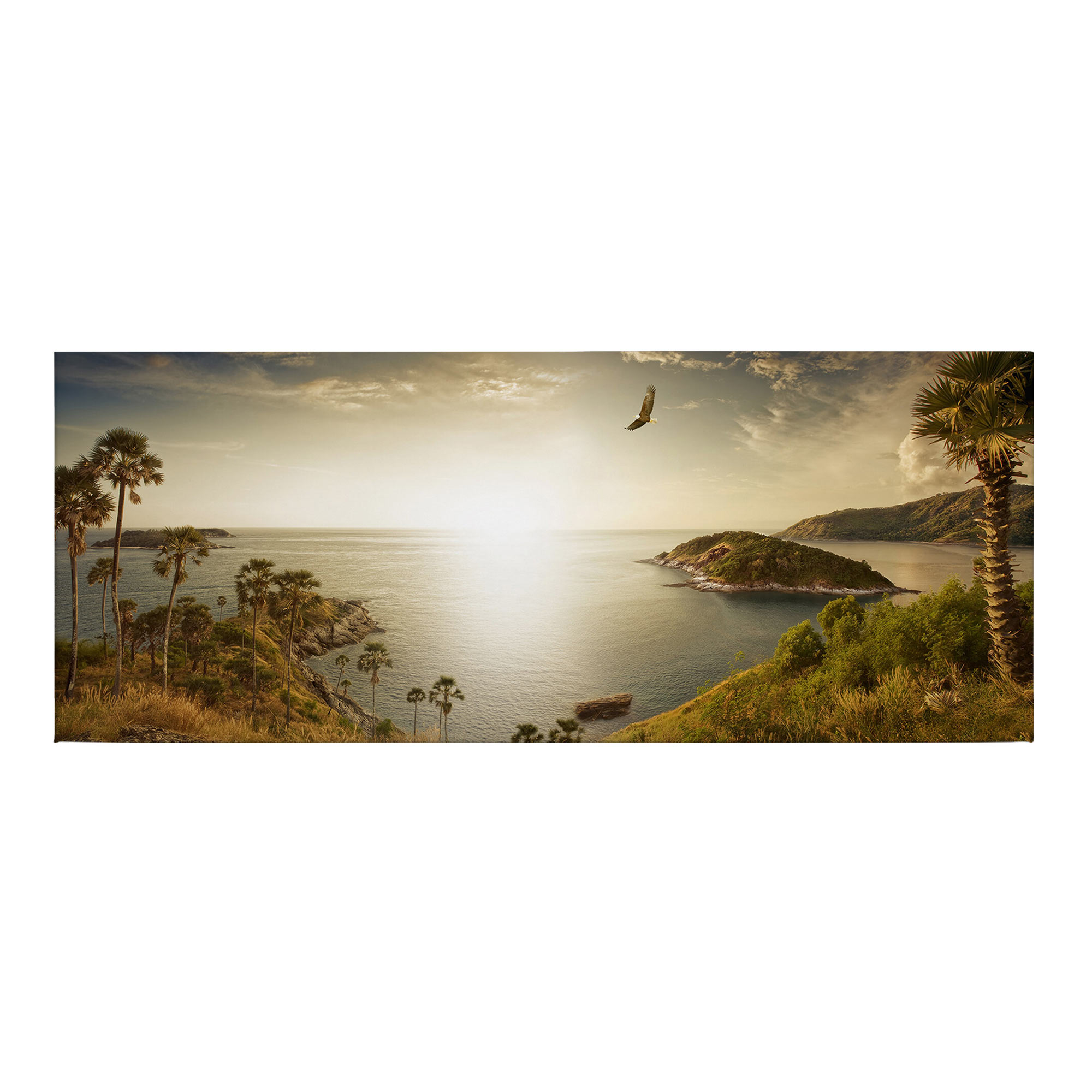 Tadessi Leinwandbild Landschaften Meer - 40 x 100 cm - M1-No.50460 - Keilrahmen in Braun Grün