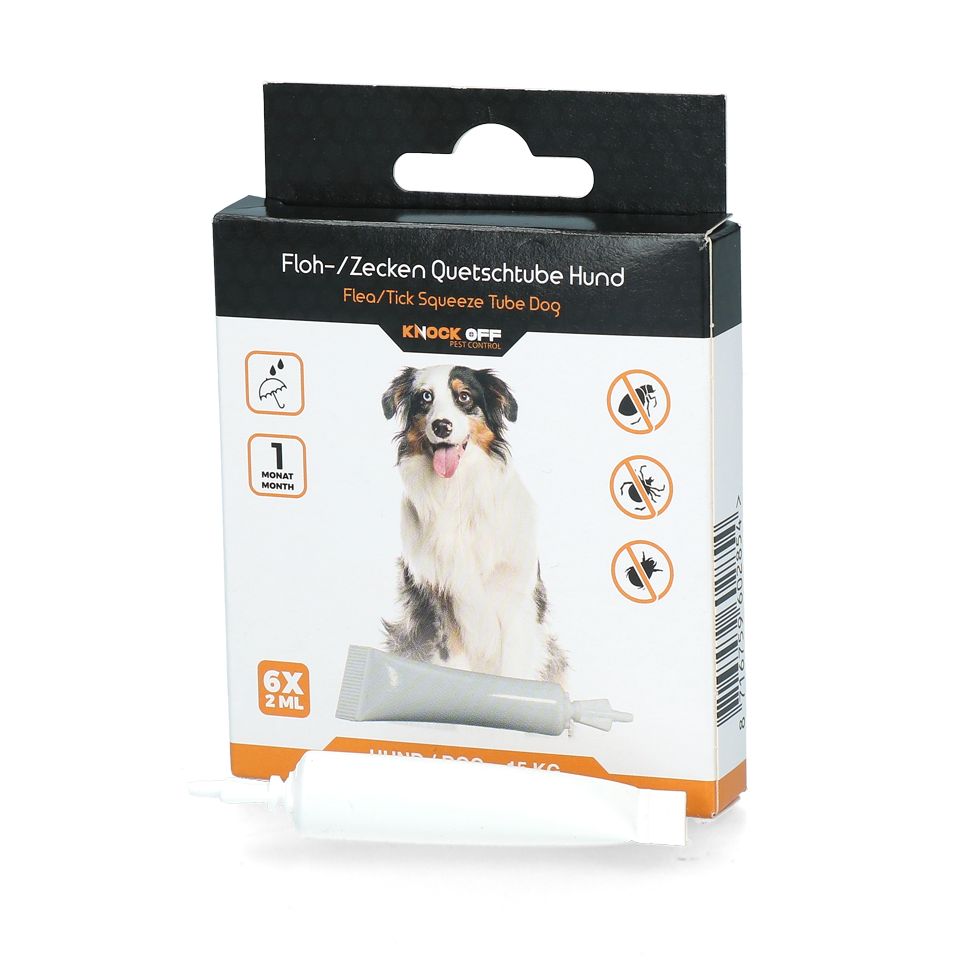 Knock Off | Pflege & Hygiene | Floh- und Zeckentube | für Hunde über 15 kg | Anti-Zecken | 6 x 2 ml