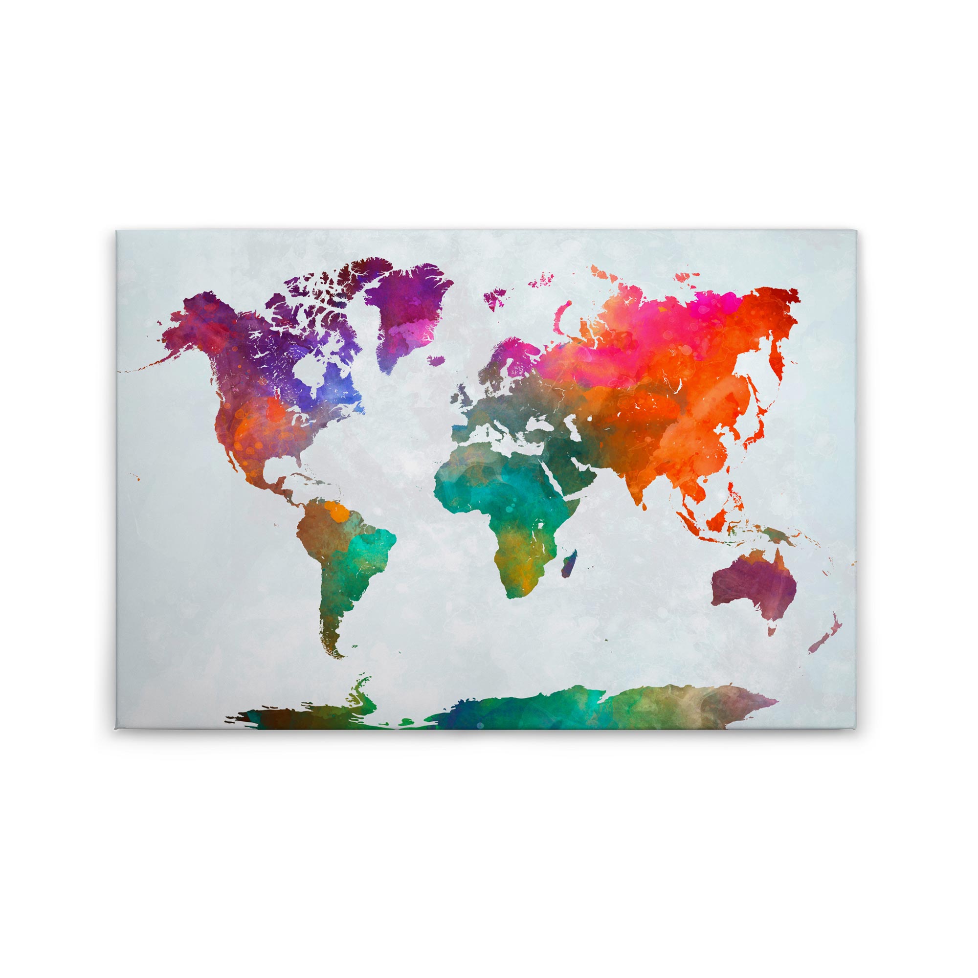 Tadessi Leinwandbild Weltkarte Karte - 60 x 90 cm - M1-No.50082 - Keilrahmen in Bunt Rot