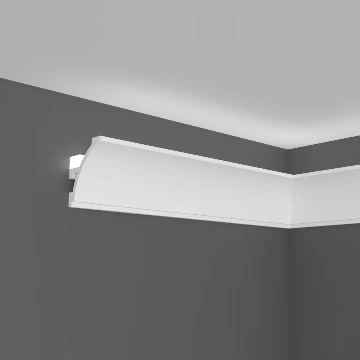 Elite Decor Lichtleiste KH904 - Polystyrol 45 x 52 x 2000 mm Weiß Styropor Deckenleiste