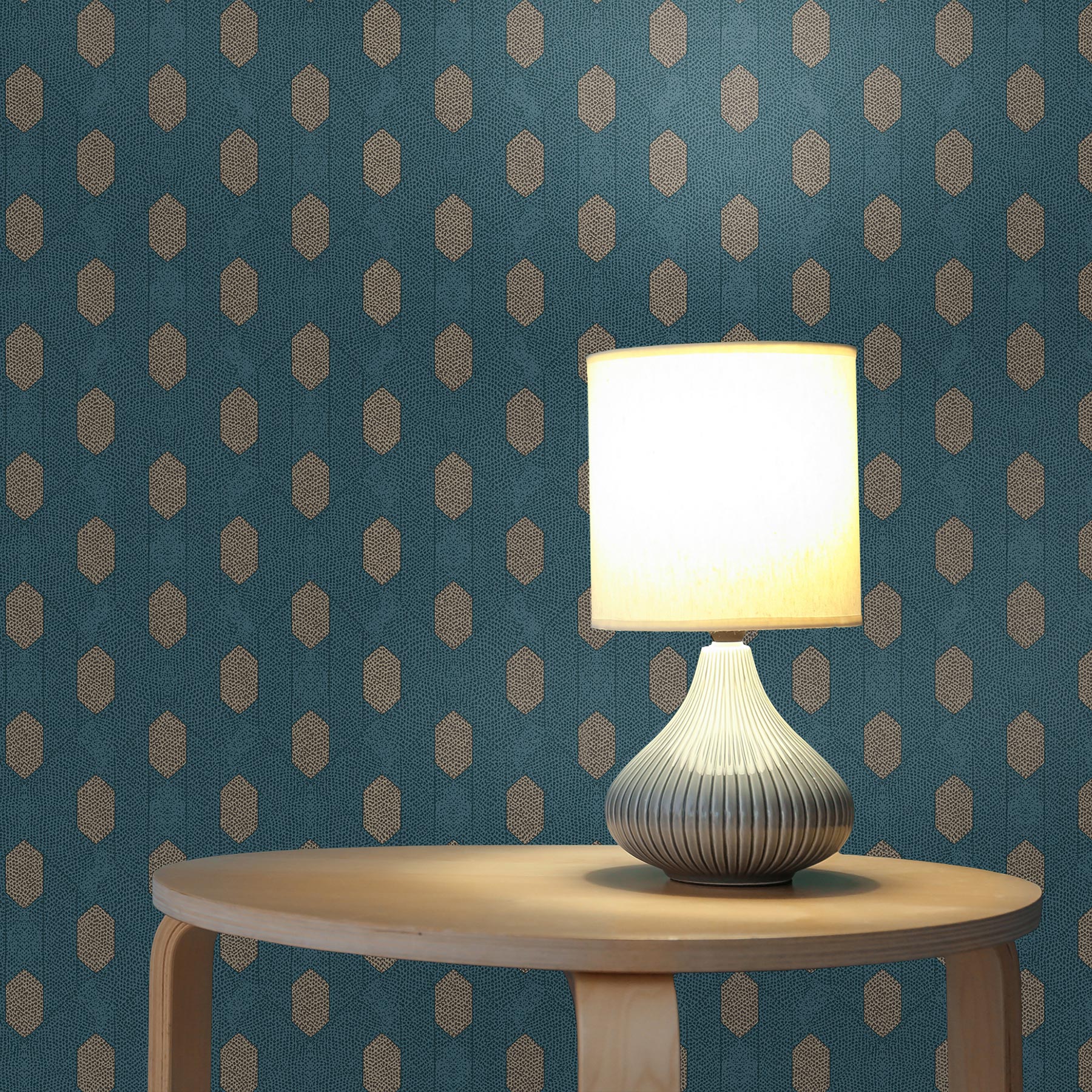 Tapete Vintage M1-No.2824 Vliestapete Blau Vintagetapete Retro Geometrisch
