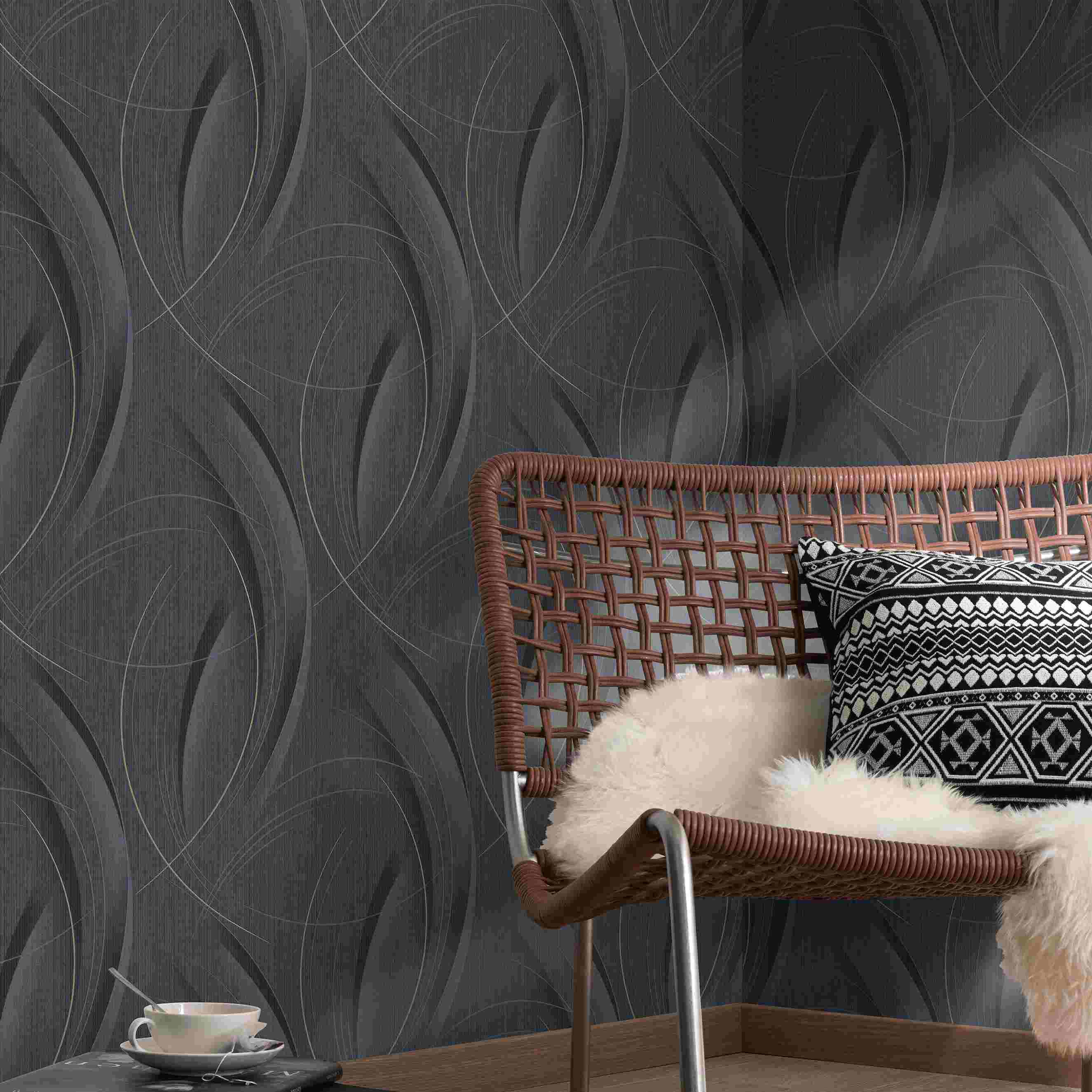 Erismann Fashion for Walls 3 | 1021815 | Vliestapete 3D Optik | 0.53 m x 10.05 m | Schwarz