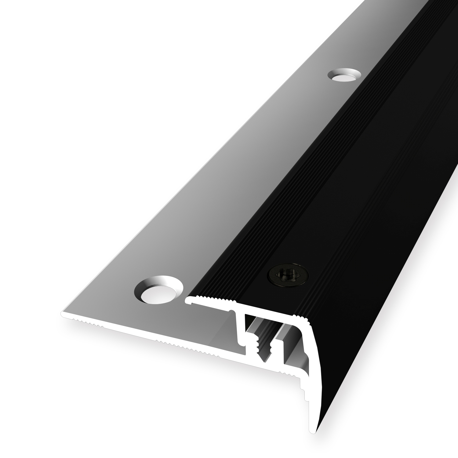 Nez de marche 21 x 21.5 mm Aluminium Cornière striée  trous à vis fraisés Küberit