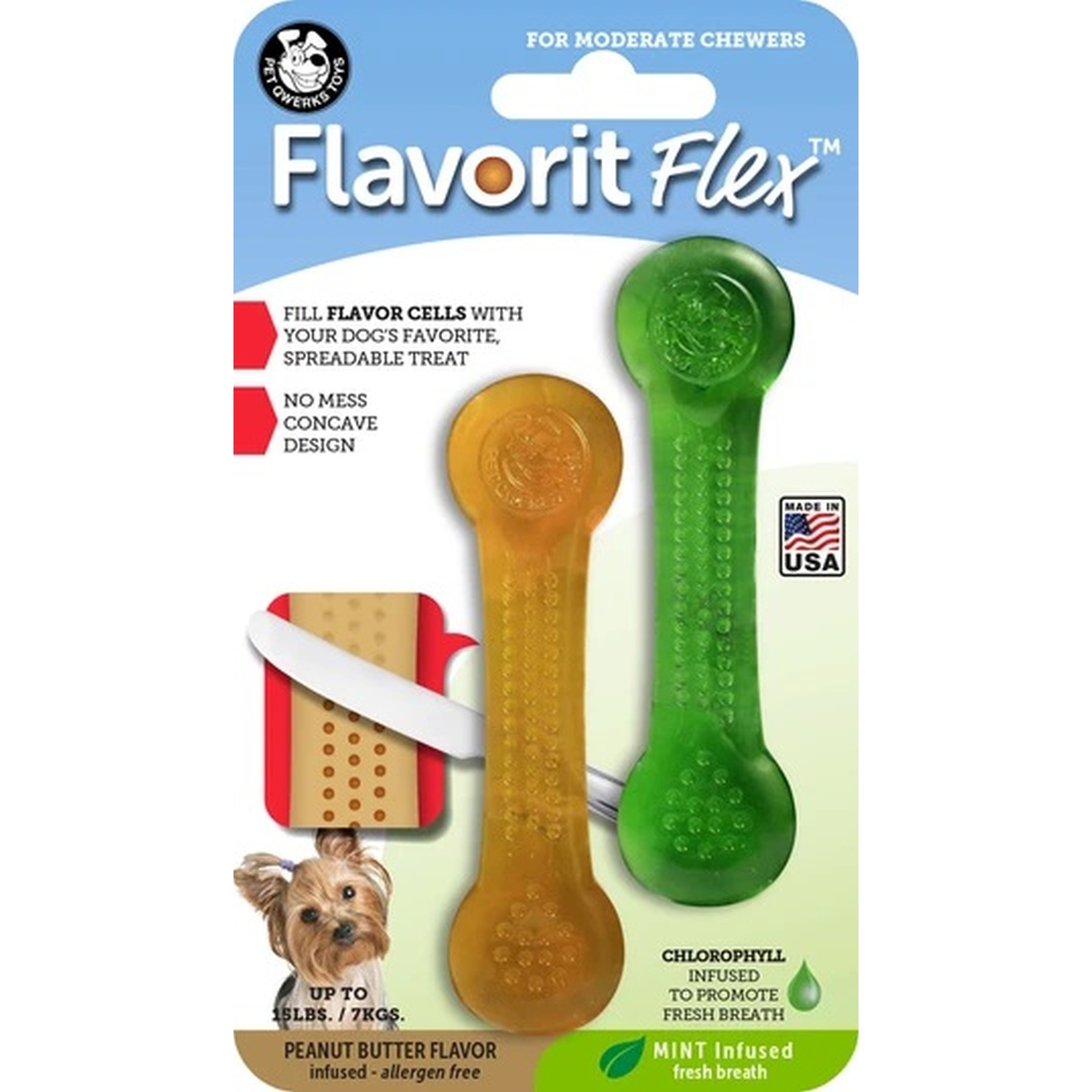 Hundespielzeug | Kauknochen | befüllbar | Minz | Kauspielzeug | 10 cm | Orange | Grün | Nylon