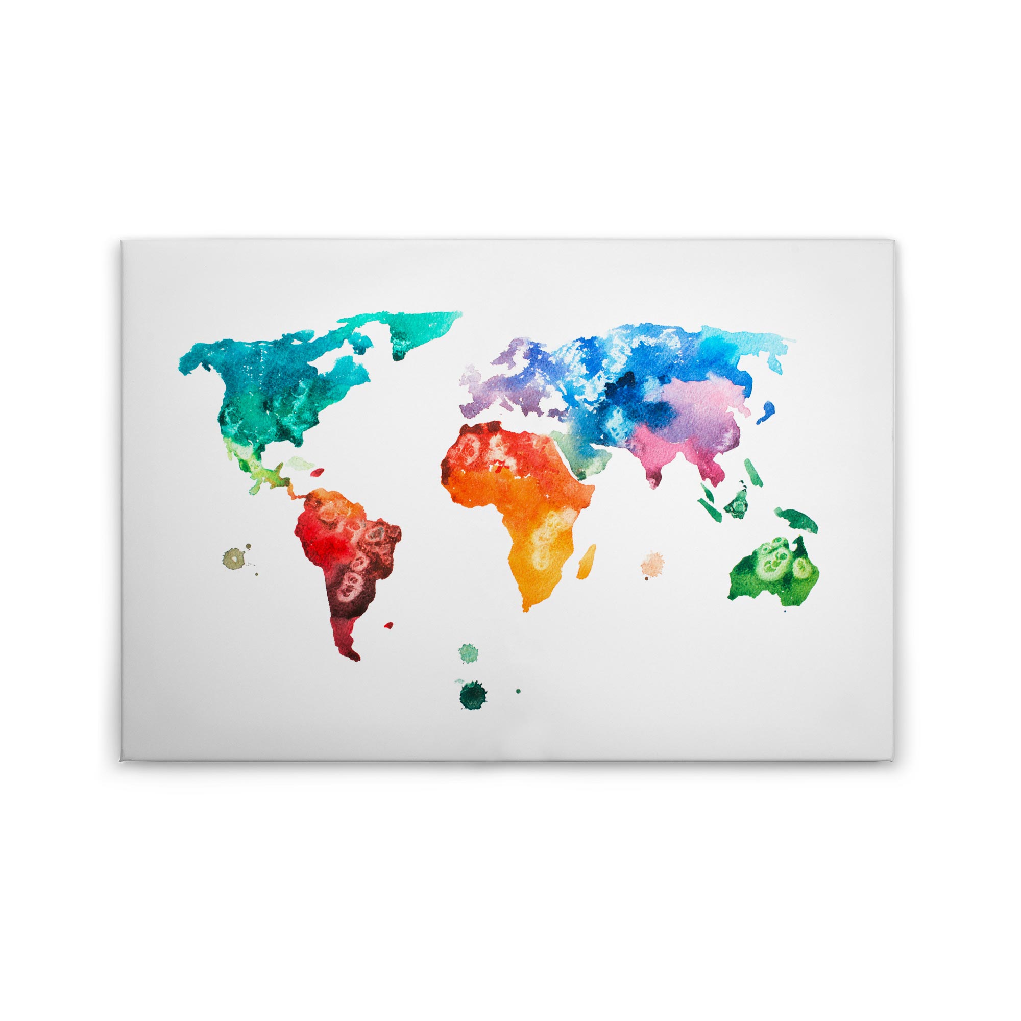 Tadessi Leinwandbild Weltkarte Karte - 60 x 90 cm - M1-No.50083 - Keilrahmen in Bunt Blau