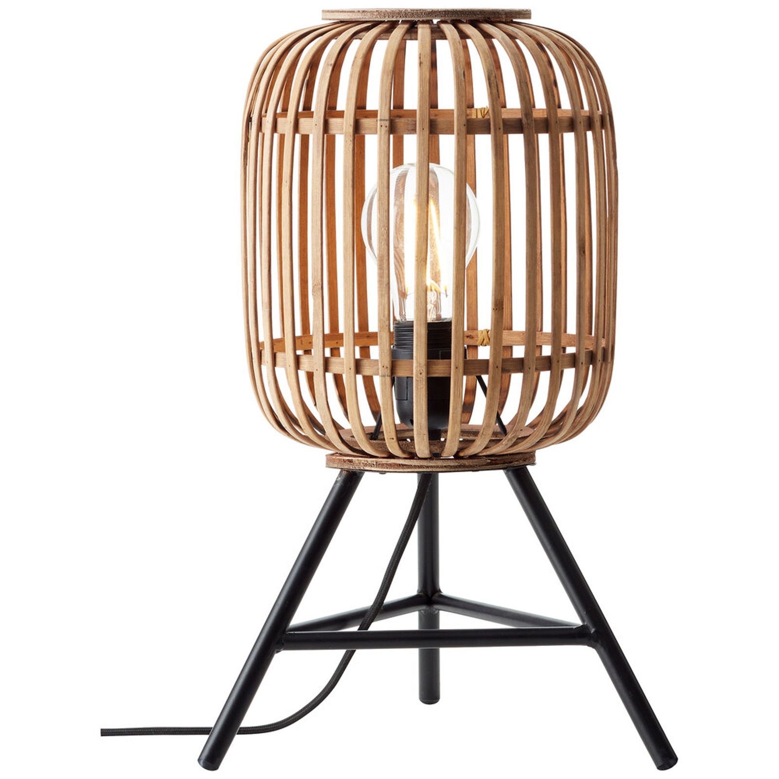 Tischleuchte 41 x 26 x 26 cm Braun Bambus Tischlampe Zylindrisch Natürlich Boho Harmonisch