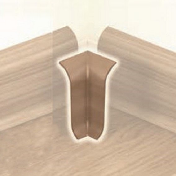 Jonction angle entrant pour plinthe PVC (plastique) " PVC SOC009A-PVC" chêne rustique