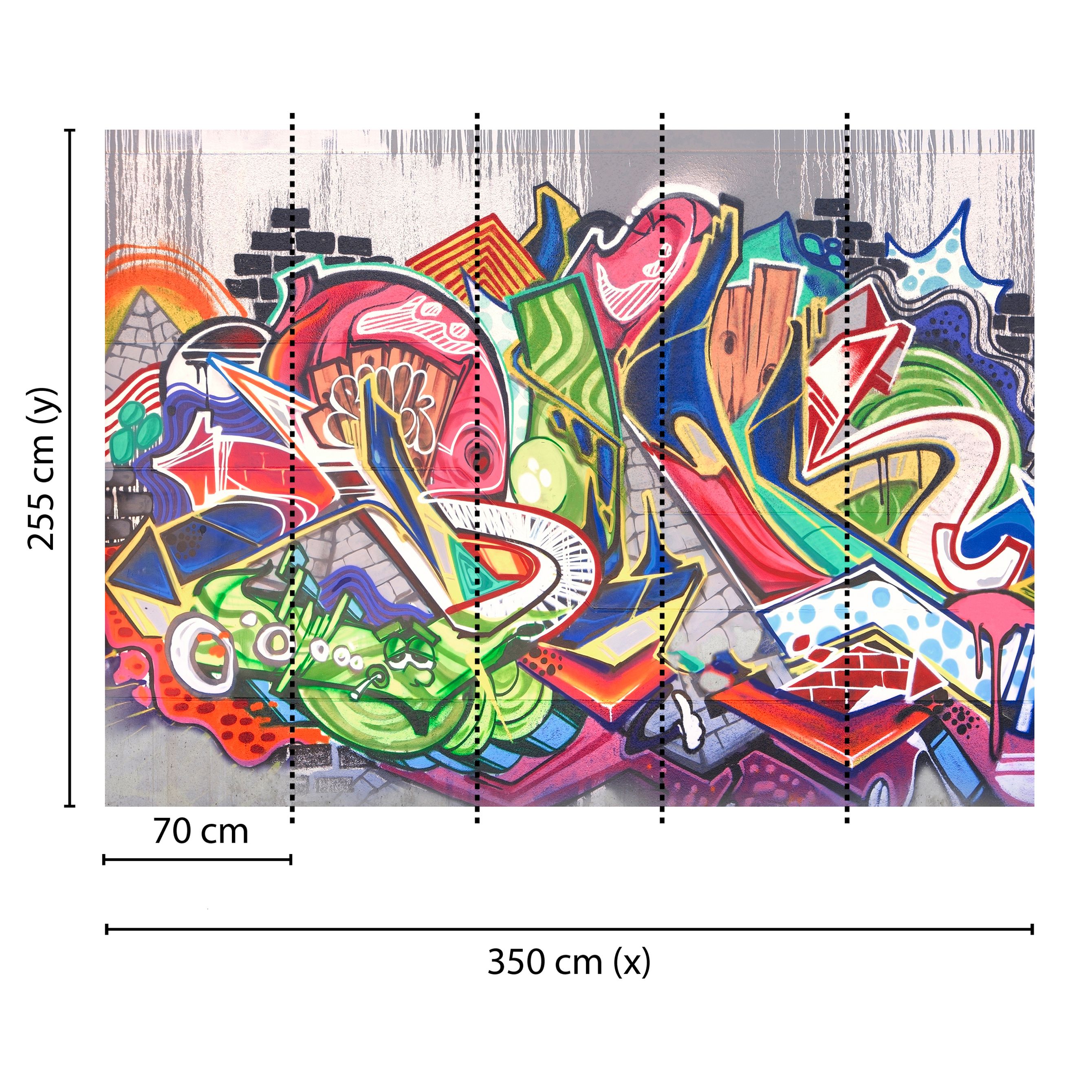 Tadessi Fototapete Graffiti M1-No.60426 Digitaldruck Tapete Bunt Grau
