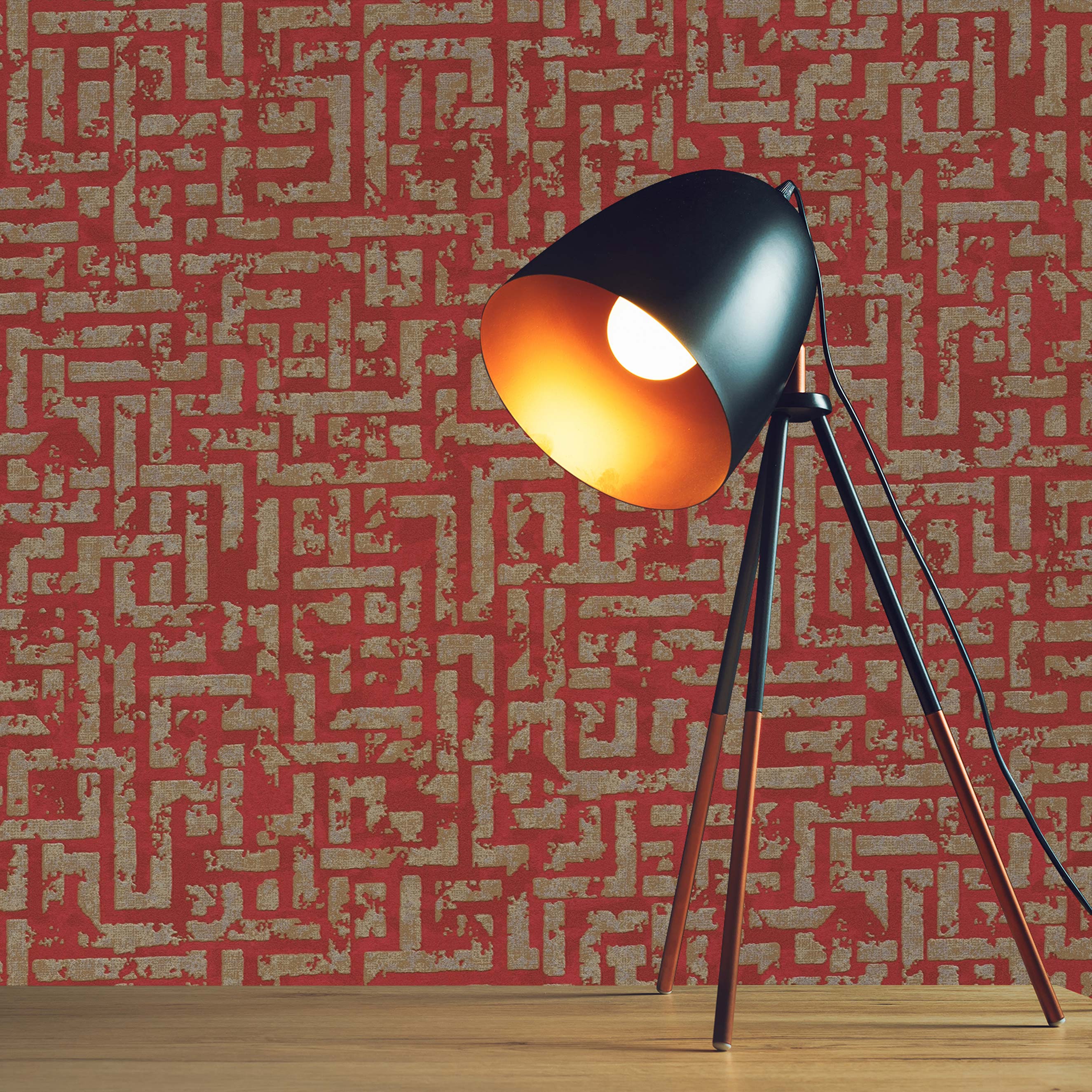 Tapete Grafik Meo M1-No.1821 Vliestapete Rot Gold Geometrisch Modern