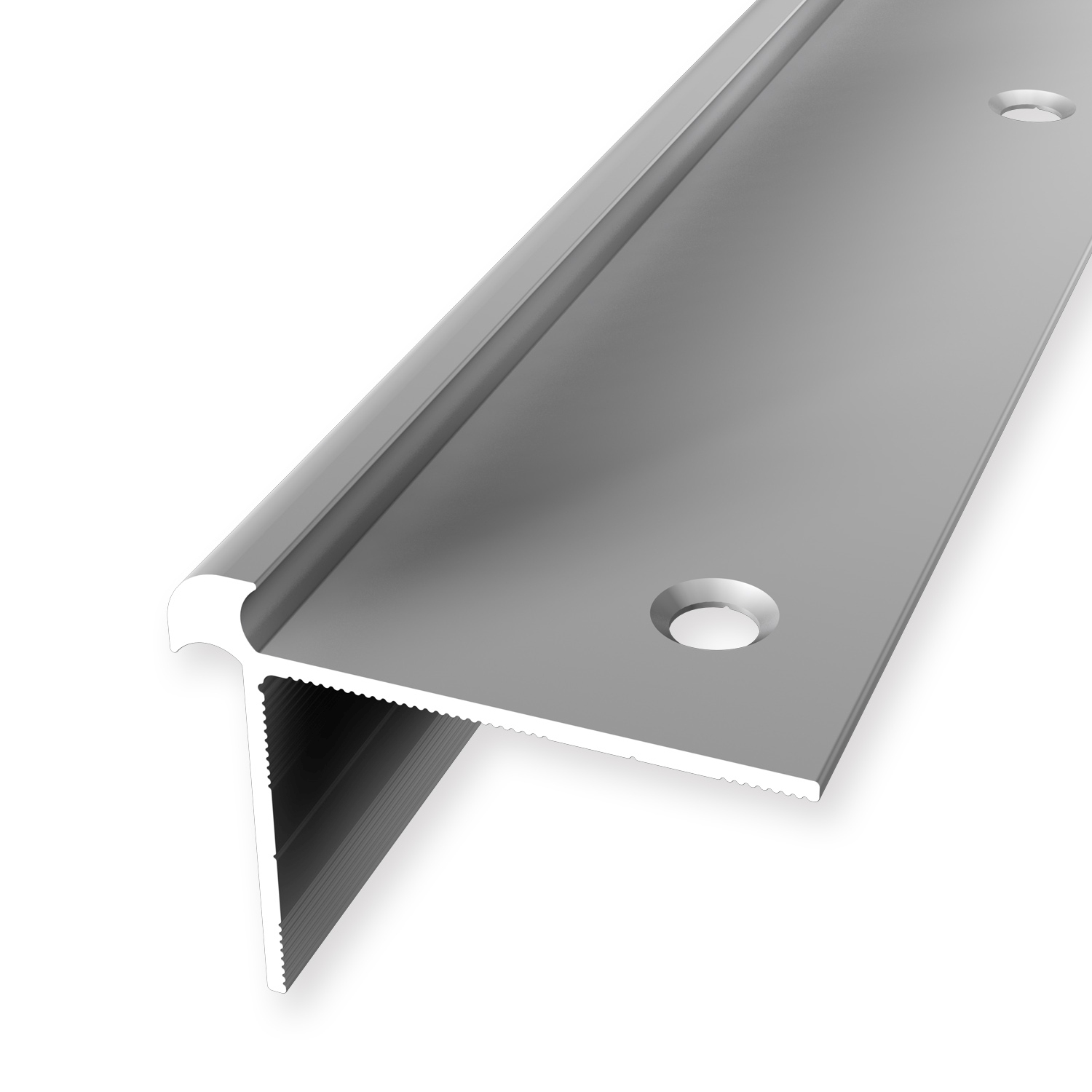 Perfil de borde de escalera de aluminio de 32 x 42 mm, perfil angular liso avellanado y perforado Küberit