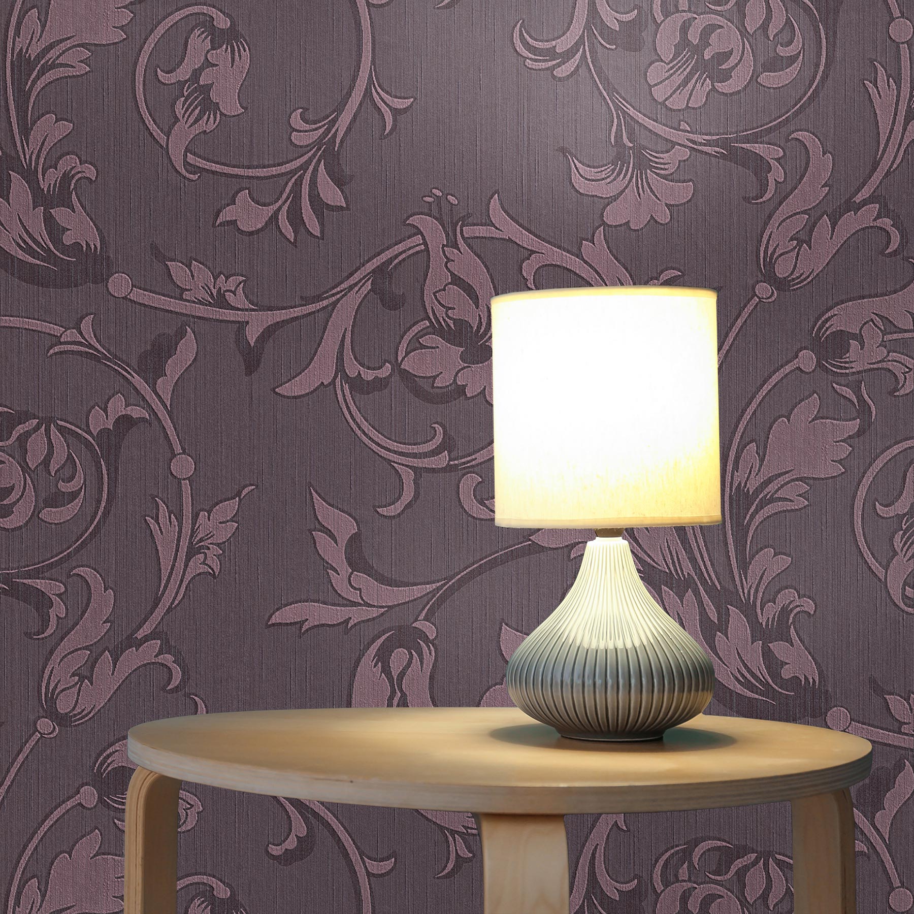 Tapete Blumen Lenni M1-No.3798 Vliestapete Lila Metallic Klassik Barocktapete