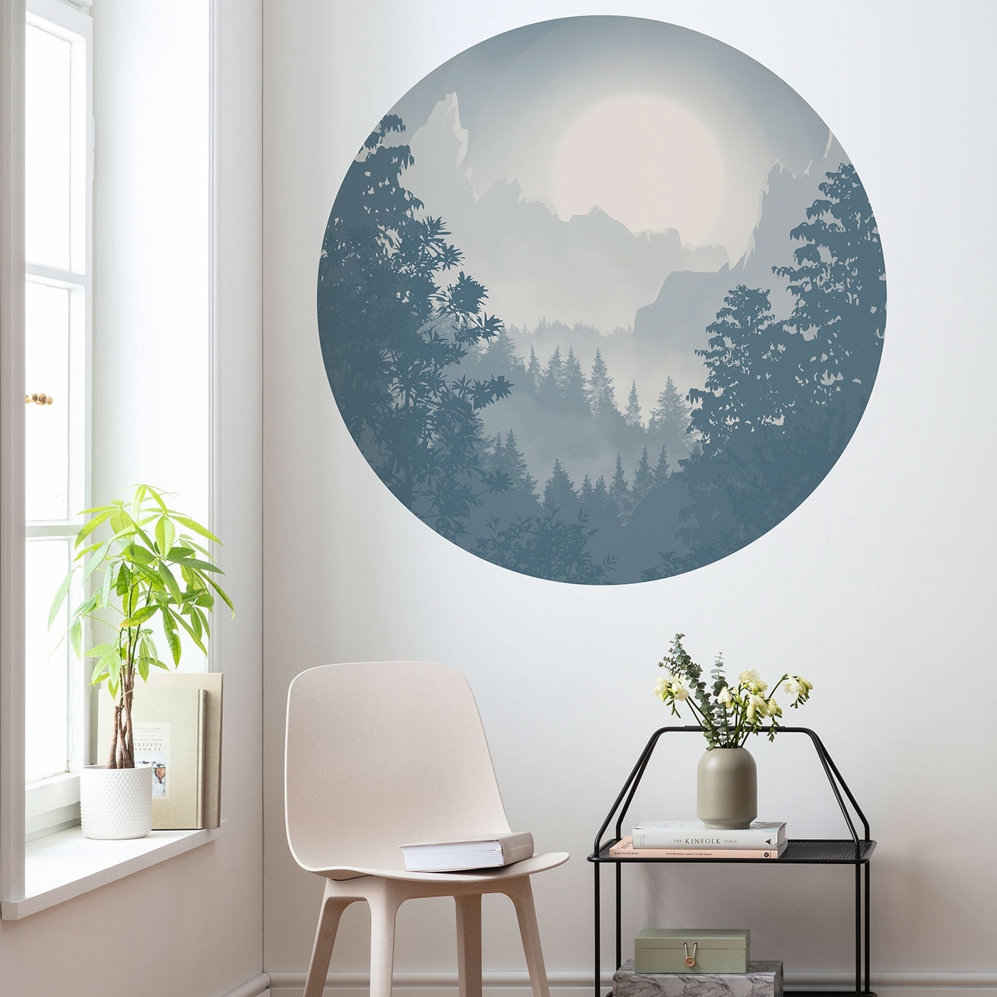 Komar Fototapete Disney Dot Blue Valley 125 x 125 cm Vlies Selbstklebend Blue Valley Wald Nachtmond