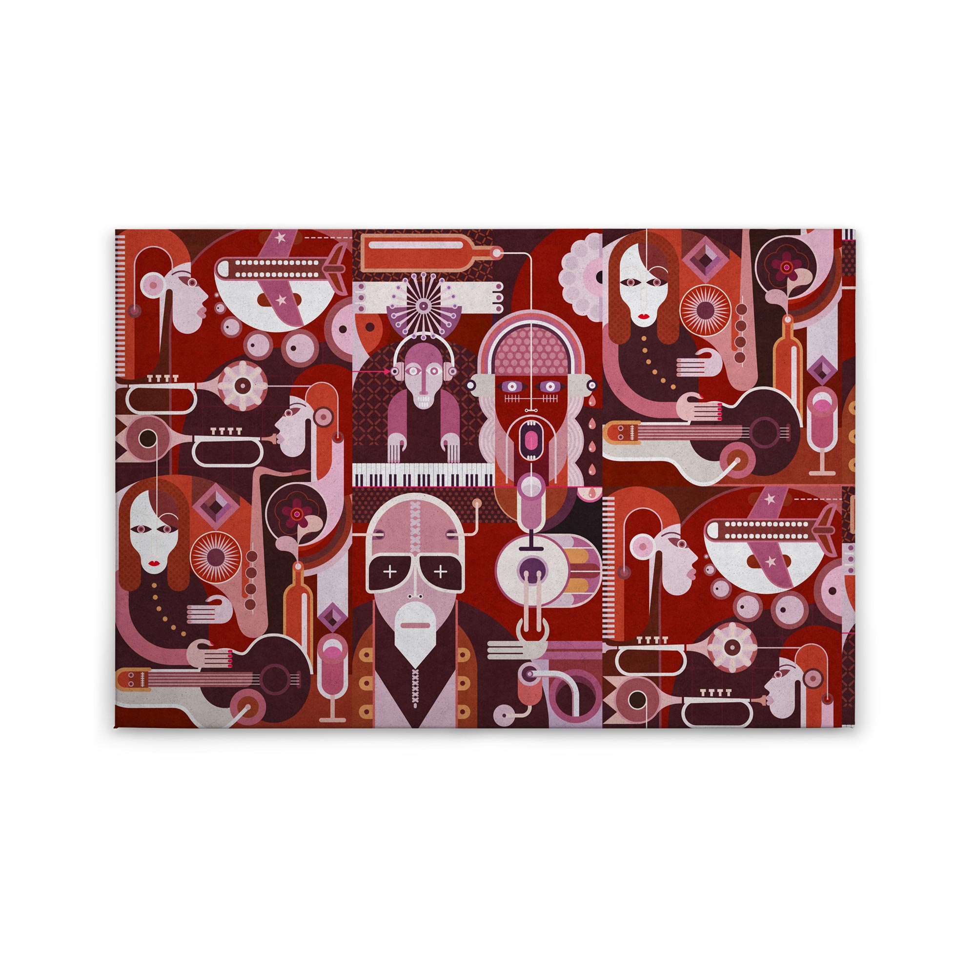 Tadessi Leinwandbild Geometrisch - 60 x 90 cm - M1-No.50165 - Keilrahmen in Rot Rosa