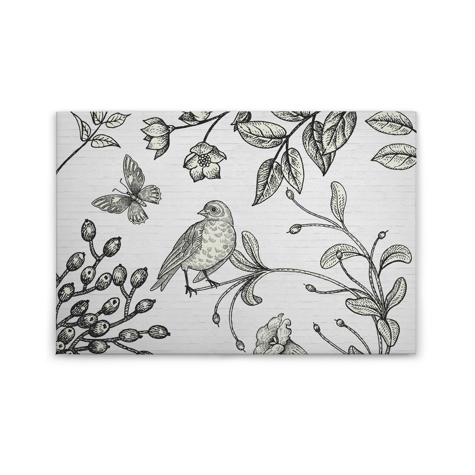 Tadessi Leinwandbild Landhausstil Floral - 60 x 90 cm - M1-No.50119 - Keilrahmen in Schwarz Weiß