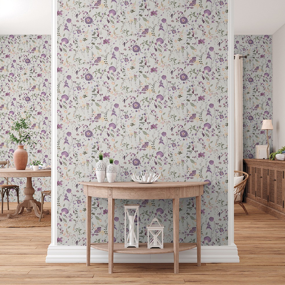 Tapete Florentin Blumen M1-No.11305 Vlies Lila Grün Tadessi 10.05 m x 0.53 m