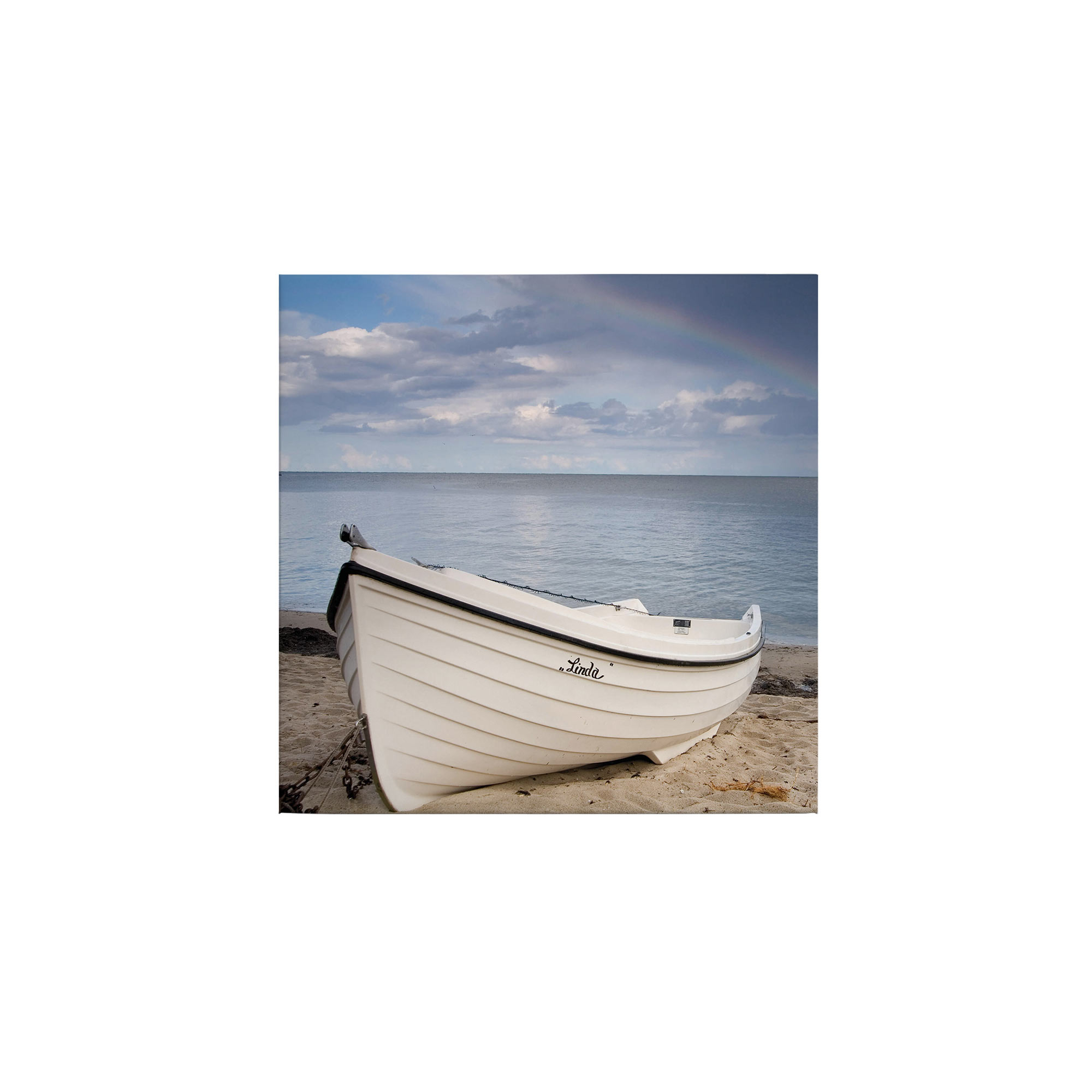 Tadessi Leinwandbild Meer Boot - 50 x 50 cm - M1-No.50518 - Keilrahmen in Blau Grün