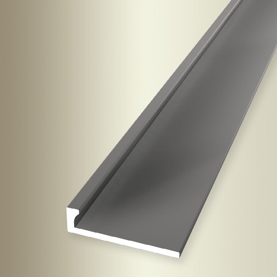 Perfiles de canto y acabado Küberit, 6 mm de alto, 21 mm de ancho, 2500 mm de largo, altura del canto: 4,5 mm, aluminio anodizado.