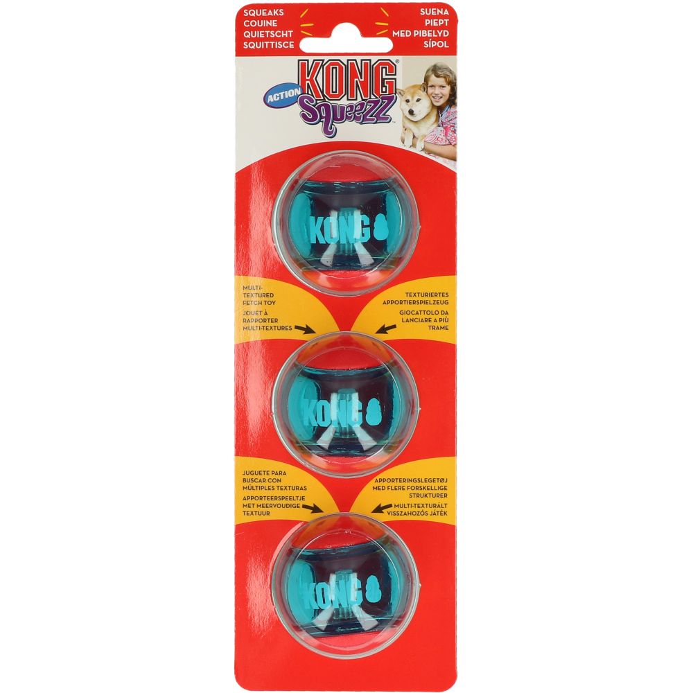 Kong | Quietscher | Blau | Rot | 5 cm | Ball | S