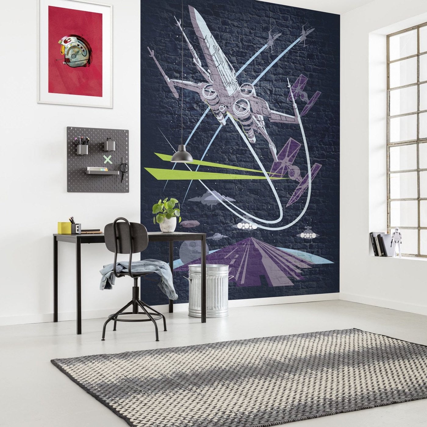 Komar Fototapete Star Wars Concrete X-Wing 280 x 200 cm Vlies Fighter Beton Raumschiff Rebellen