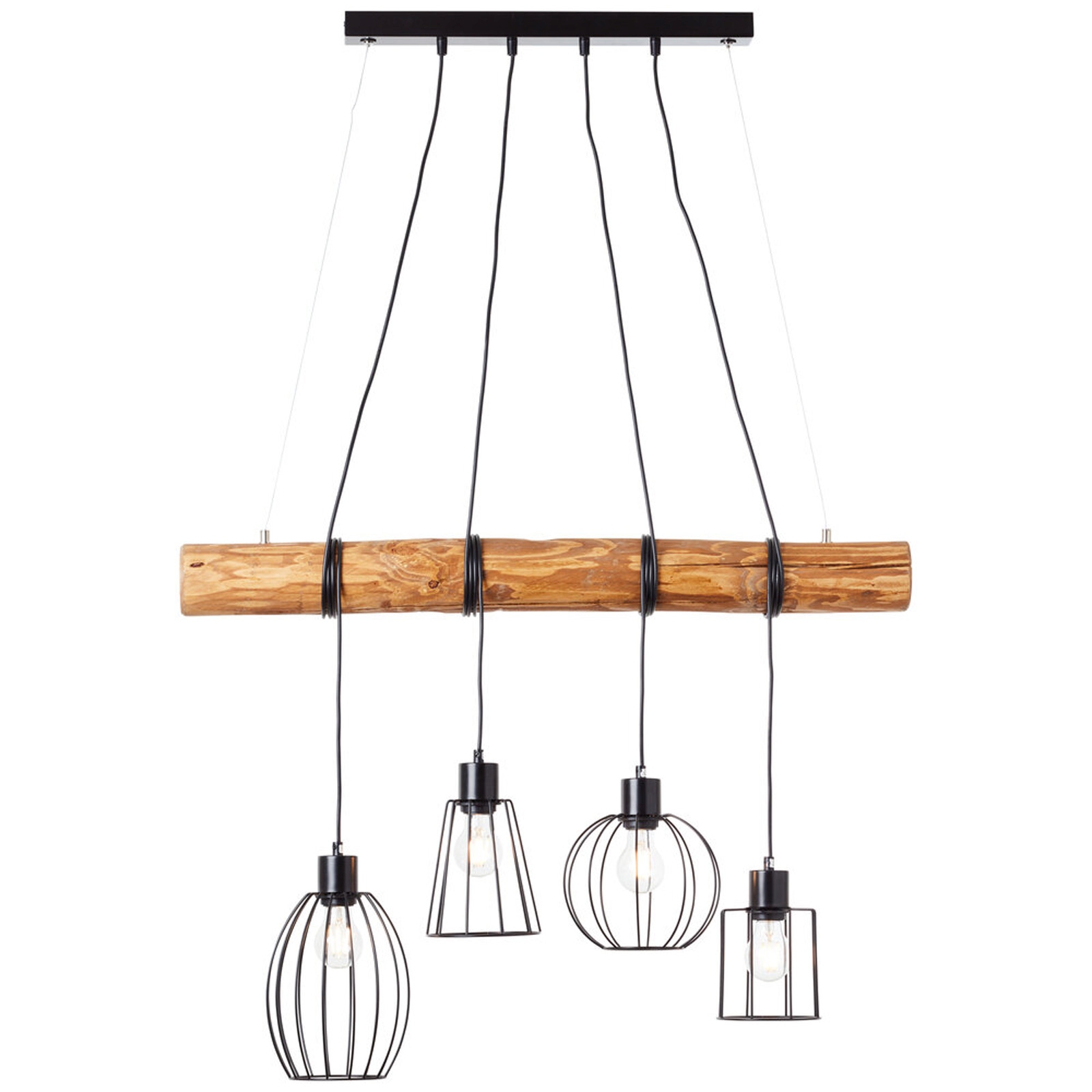 Pendelleuchte 140 x 19.5 x 90 cm Braun Holz Pendellampe Natürlich Landhaus Harmonisch