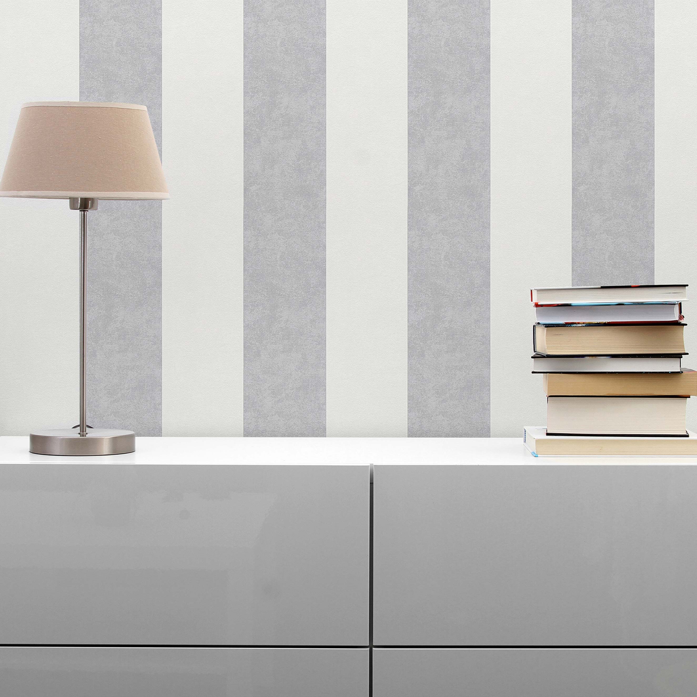 Tapete Streifen Nino M1-No.68 Vliestapete Grau Creme Streifentapete
