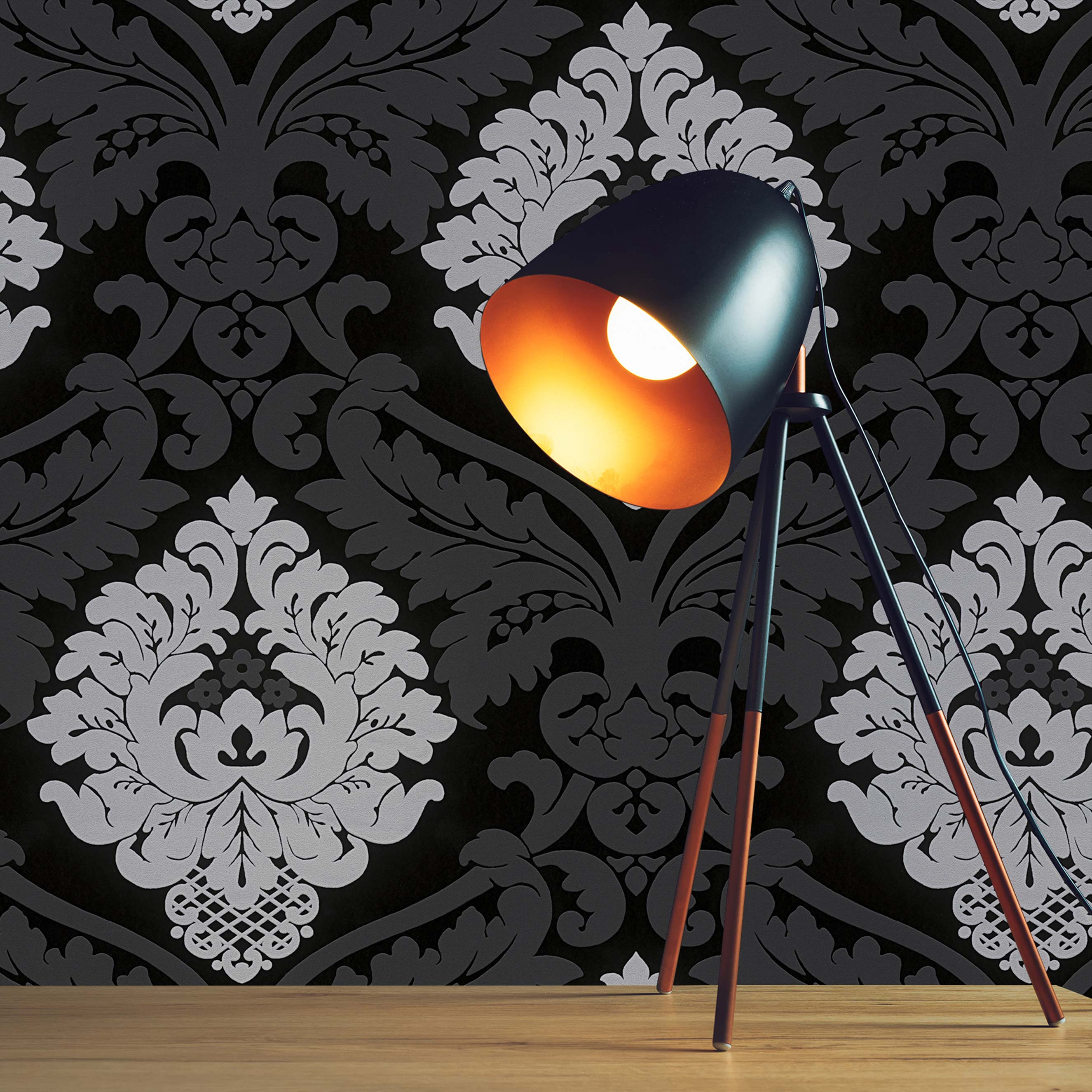 Tapete Barock Gioele M1-No.844 | Vliestapete | Schwarz | Weiß | Tapete mit Ornamenten