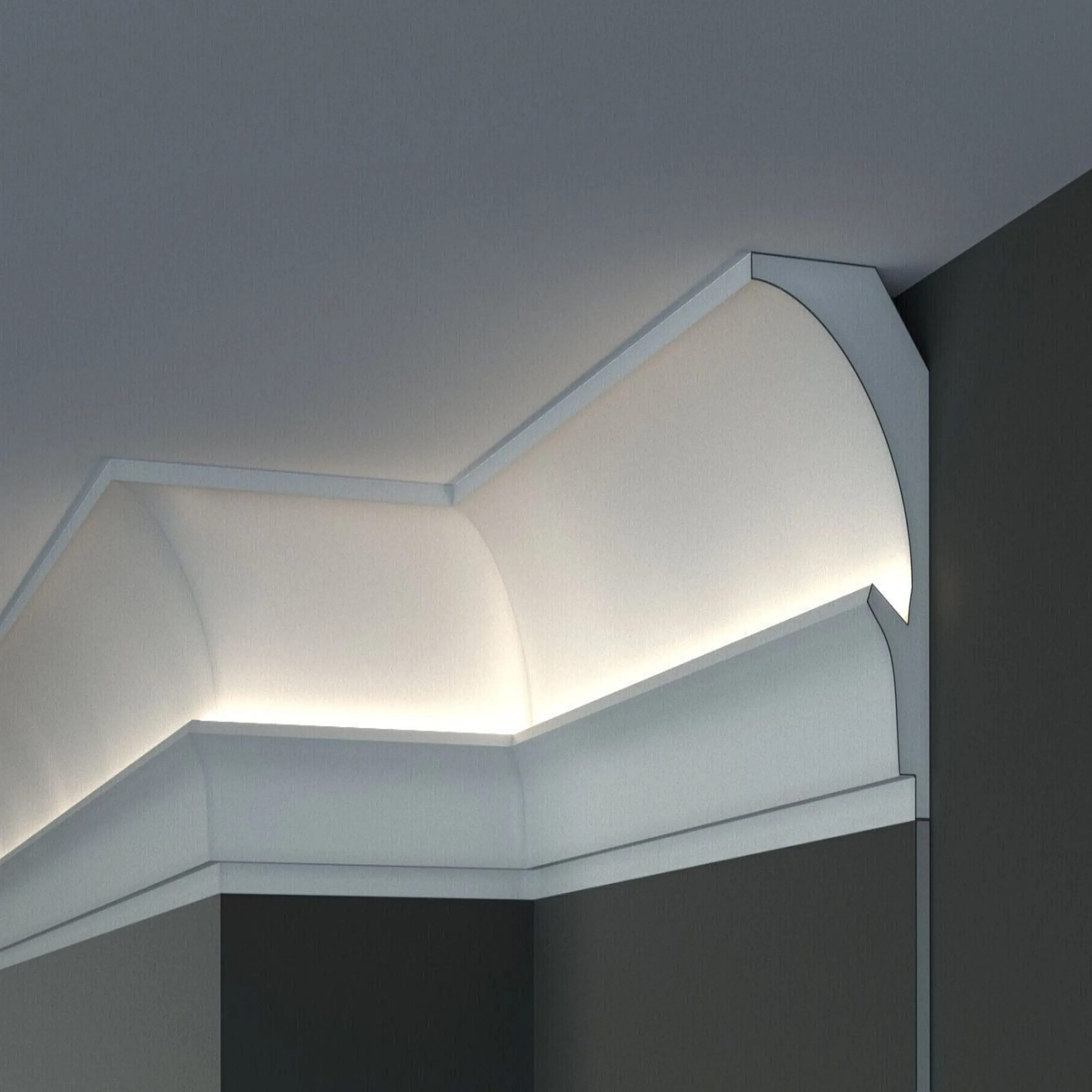 Elite Decor Plinthe lumineuse KD202| Polystyrène 150 x 90 x 1150 mm Blanc Plinthe de plafond en polystyrène expansé