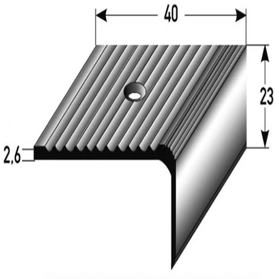 Nez de marche | cornière 23 mm x 40 mm | aluminium anodisé