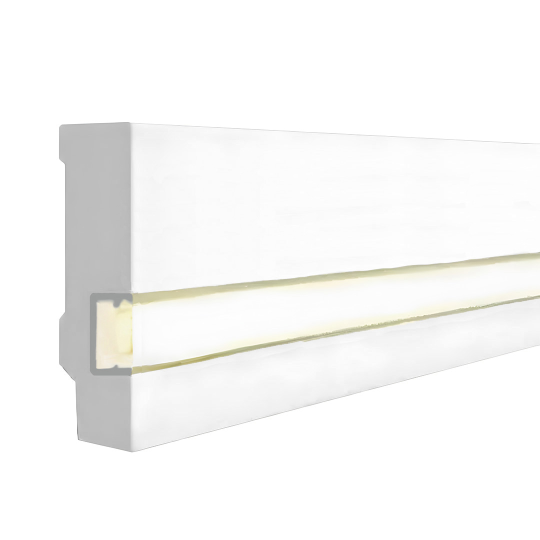 Licht Sockelleiste MDF foliert weiß 13 x 58 x 2500 mm LED Leisten indirekte Beleuchtung by PROVISTON
