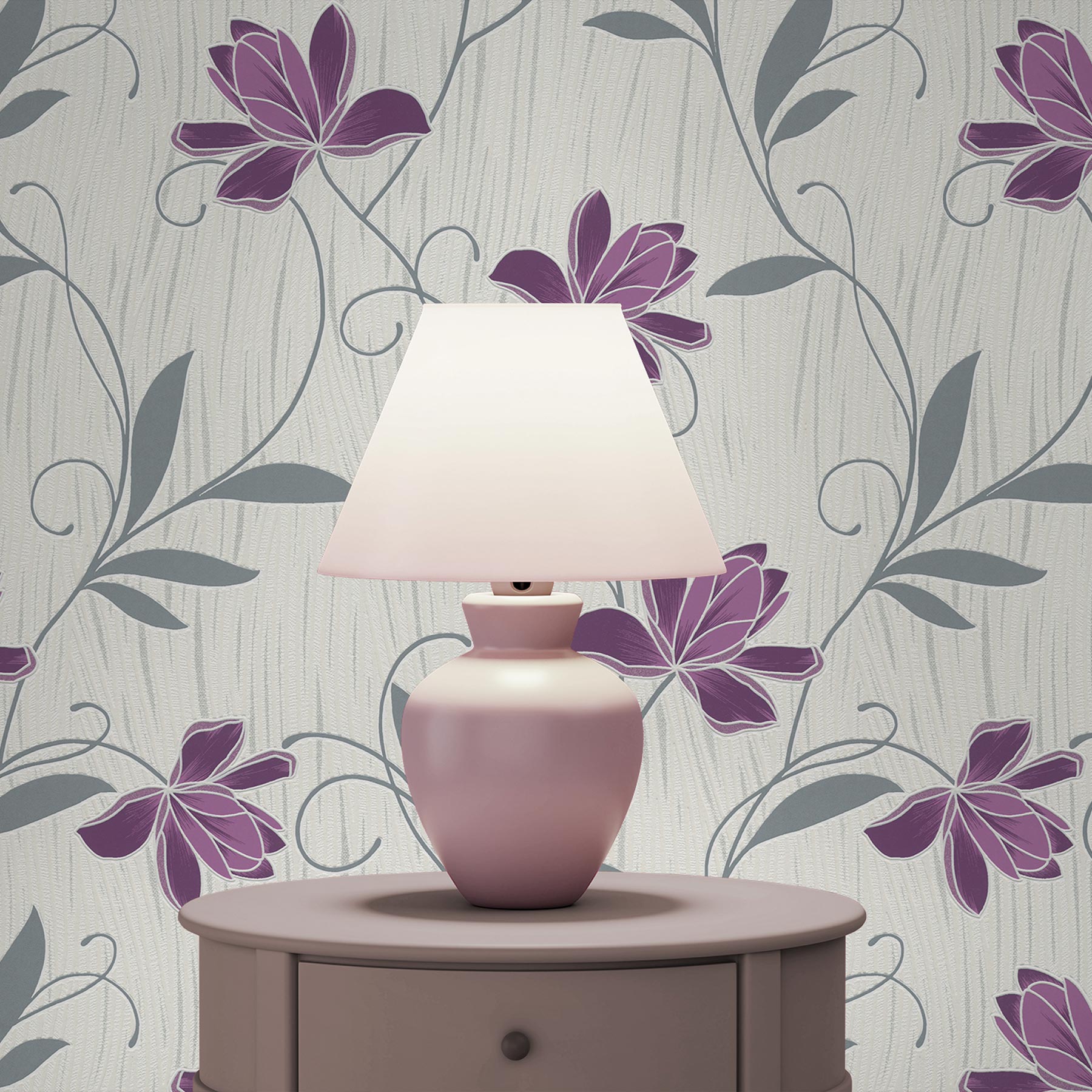 Tapete Blumen Florentin M1-No.2155 | Papiertapete | Lila | Grau | Floral