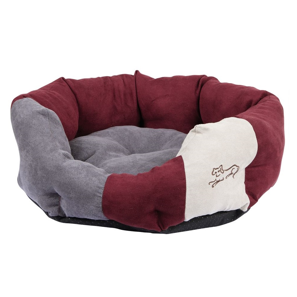 Kuschelbett | Anthrazit/Bordeauxrot | 71x64cm | Hundebett Amelie