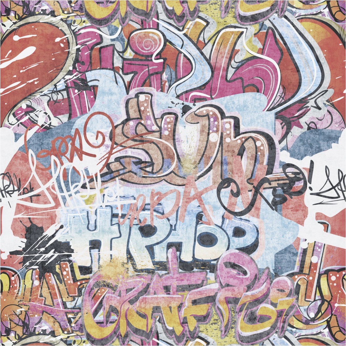 Fototapete Graffiti M1-No.11867 | Vliestapete Jugendzimmer | Bunt | Wohnzimmer | Schlafzimmer
