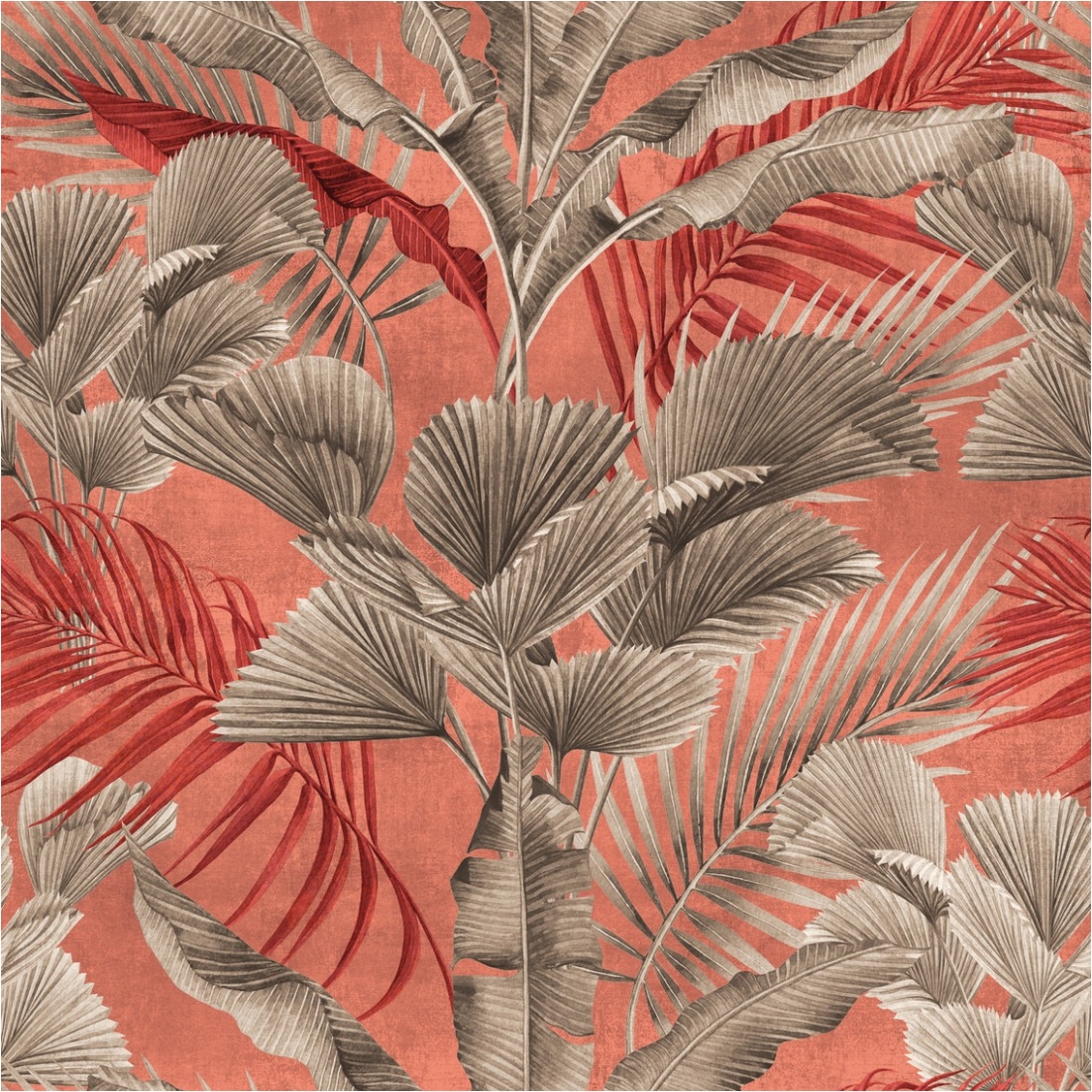 Fototapete Dschungel M1-No.11599 | Vliestapete Pflanzen | Rosa | Rot | Wohnzimmer | Schlafzimmer
