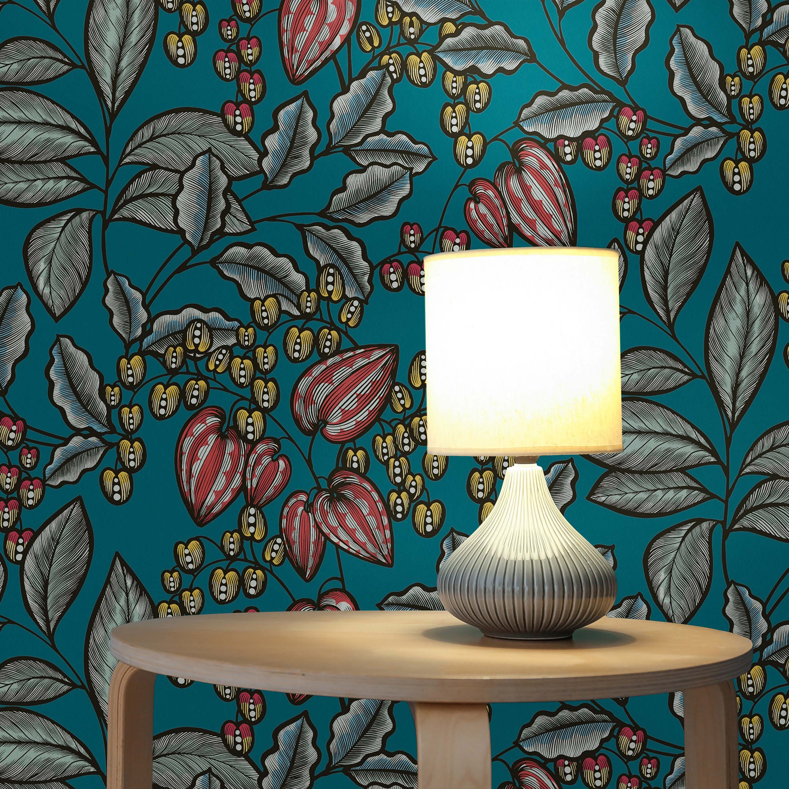Tapete Wald und Blätter Camilla M1-No.563 Vliestapete Blau Gelb Blumentapete