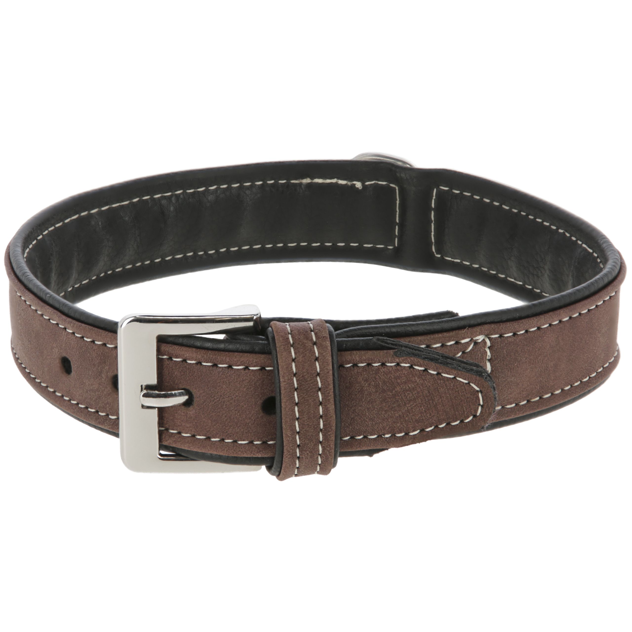 Coperani | Hundehalsband | Braun | versch. Größen | Verchromte Beschläge | Mit D-Ring