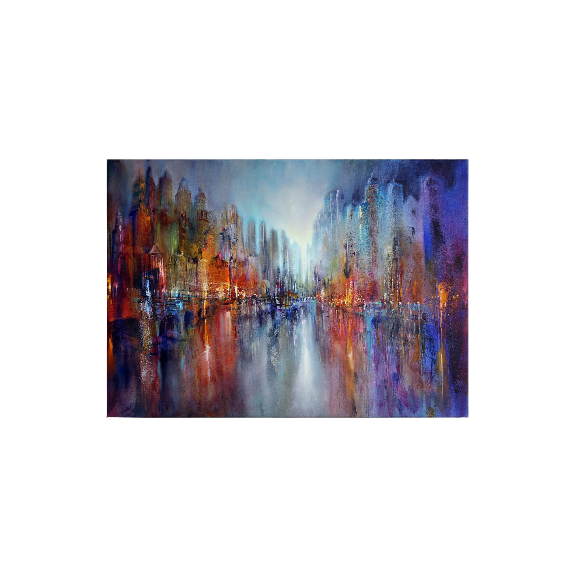 Tadessi Leinwandbild Abstrakt - 50 x 70 cm - M1-No.50319 - Keilrahmen in Blau Orange