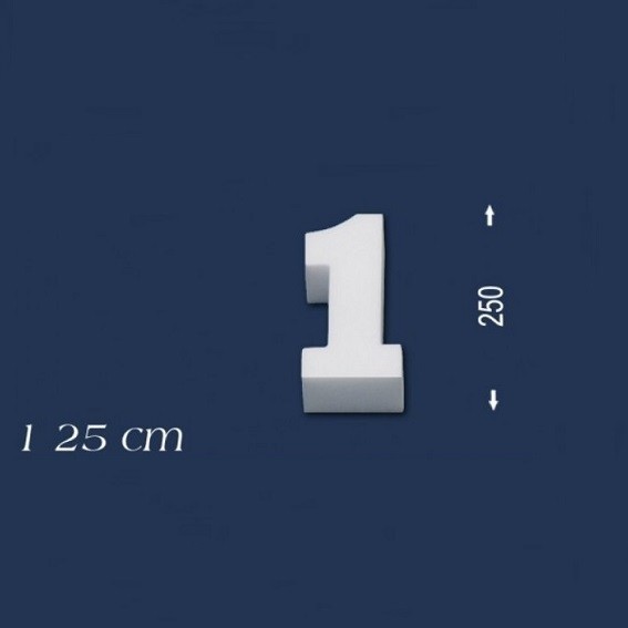 Wiesemann | Chiffre déco "1" | Polystyrène | Hauteur : 250 mm | Chiffre en polystyrène | Chiffre en 3D