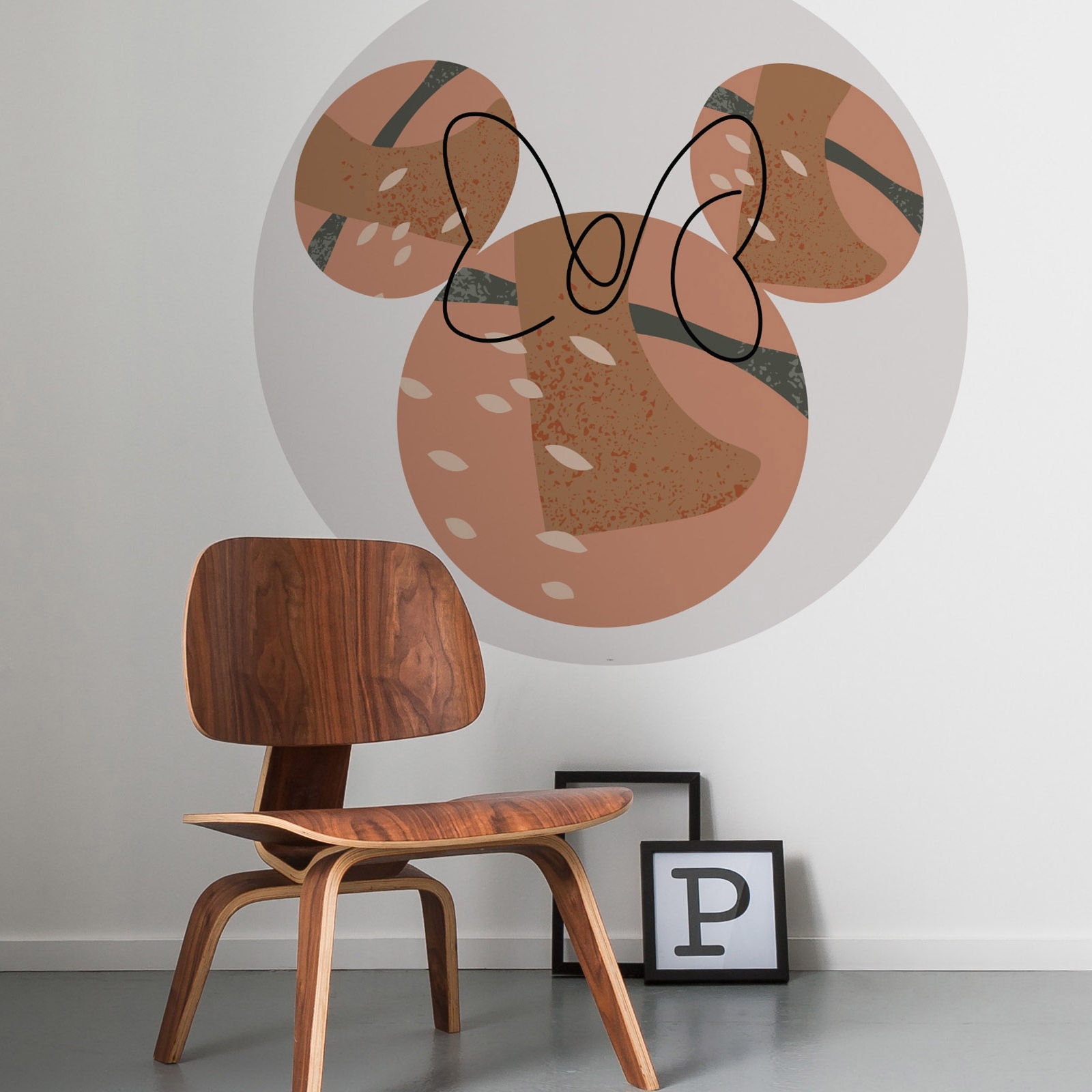 Komar Papier Peint numérique Photo sur Intissé Disney Minnie BD 125 x 125 cm Autocollant rond Enfant