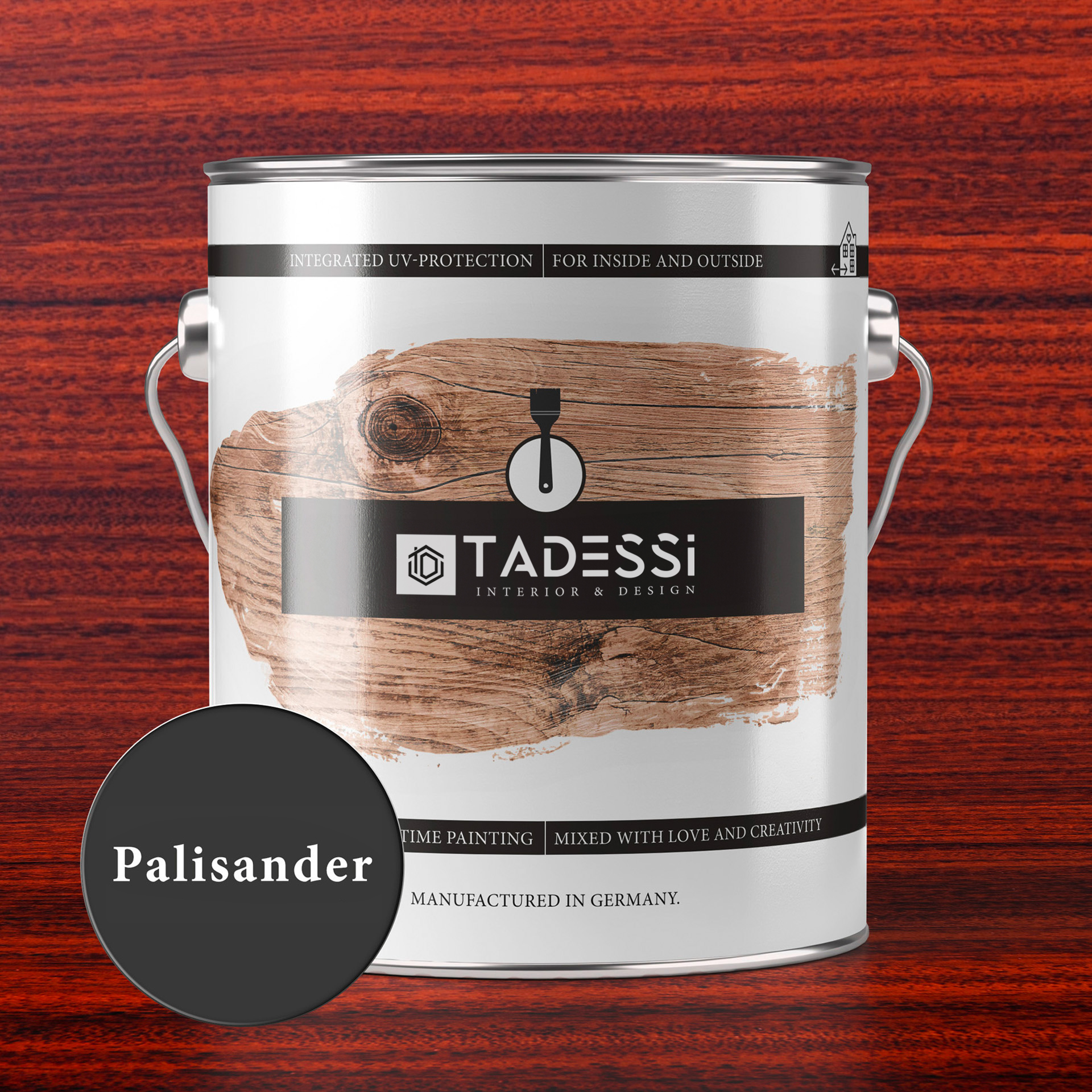 Tadessi Holzlasur Palisander 2,5l Lösemittelfrei Innen- und Außenbereich Seidenglänzend