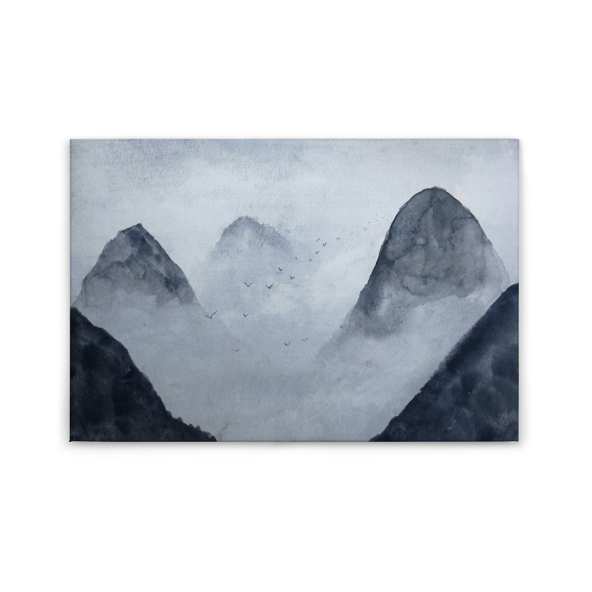 Tadessi Leinwandbild Nebel - 60 x 90 cm - M1-No.50043 - Keilrahmen in Blau Schwarz