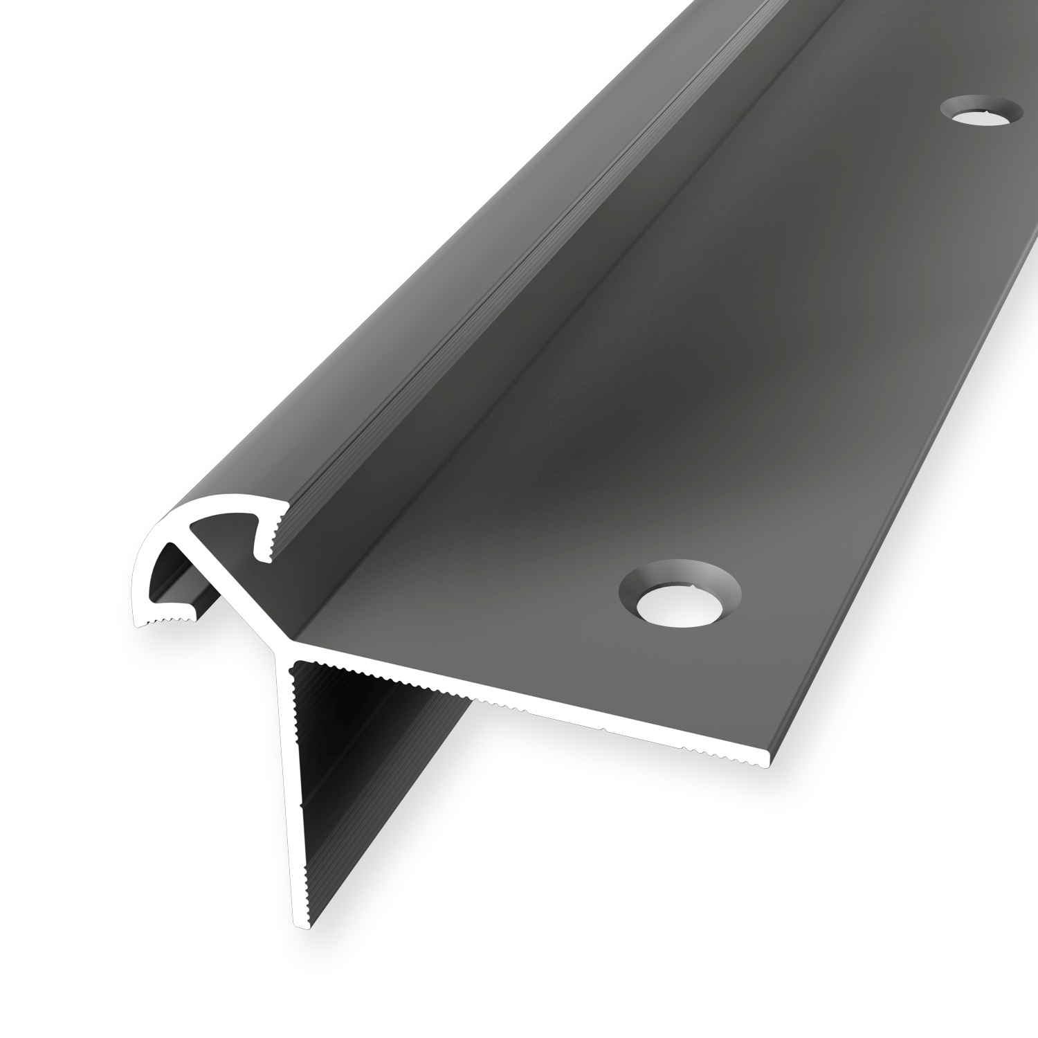 Perfil de borde de escalera 36 x 46 x 2500 mm, perfil angular de aluminio, liso, avellanado, perforado, Küberit