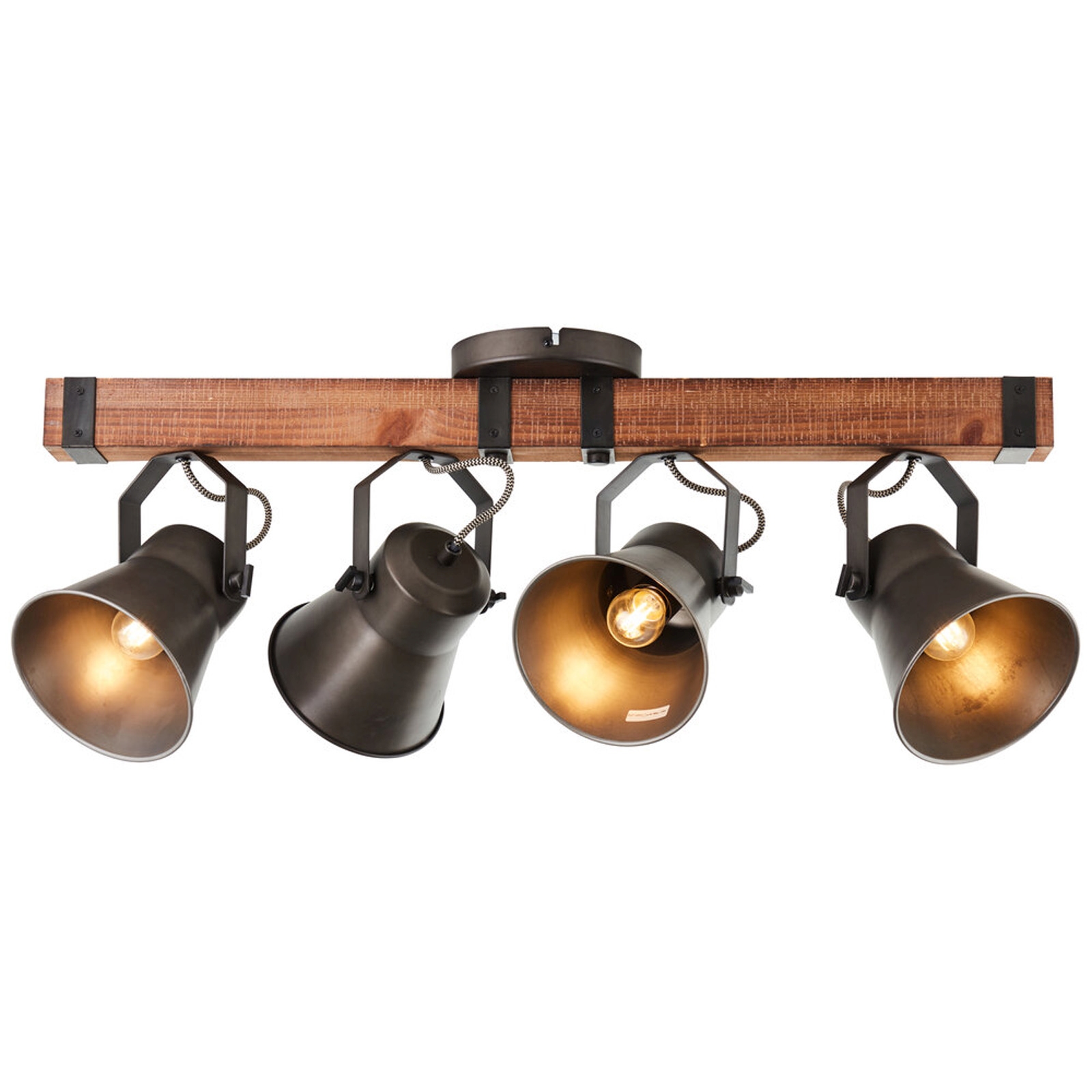 Deckenleuchte 33 x 28 x 78 cm Metallic Holz Deckenlampe Vintage Industrial Harmonisch