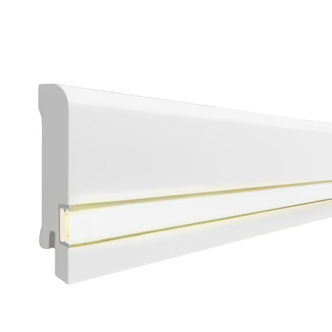 Moderne Licht Fußleiste Echtholz furniert, lackiert weiß (16 x 60 x 2500 mm) by PROVISTON