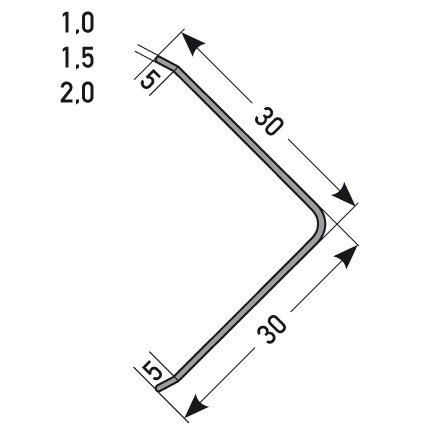 Cornière de protection 30 x 30 mm | en inox | 1 arête | adhésif ou à visser