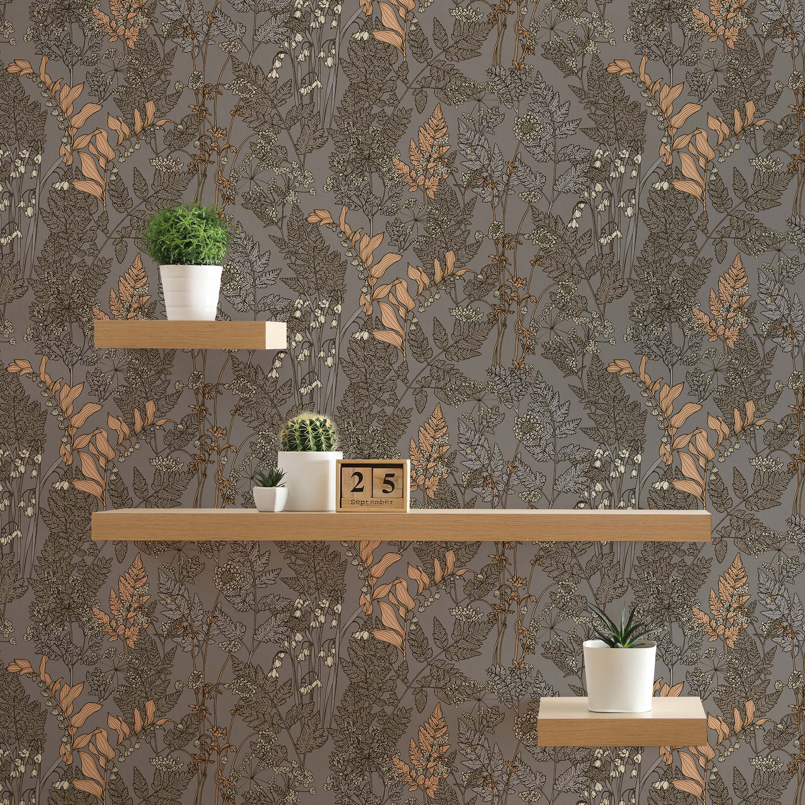 Tapete Blumen Mario M1-No.1438 Vliestapete Grau Beige Floral Natur