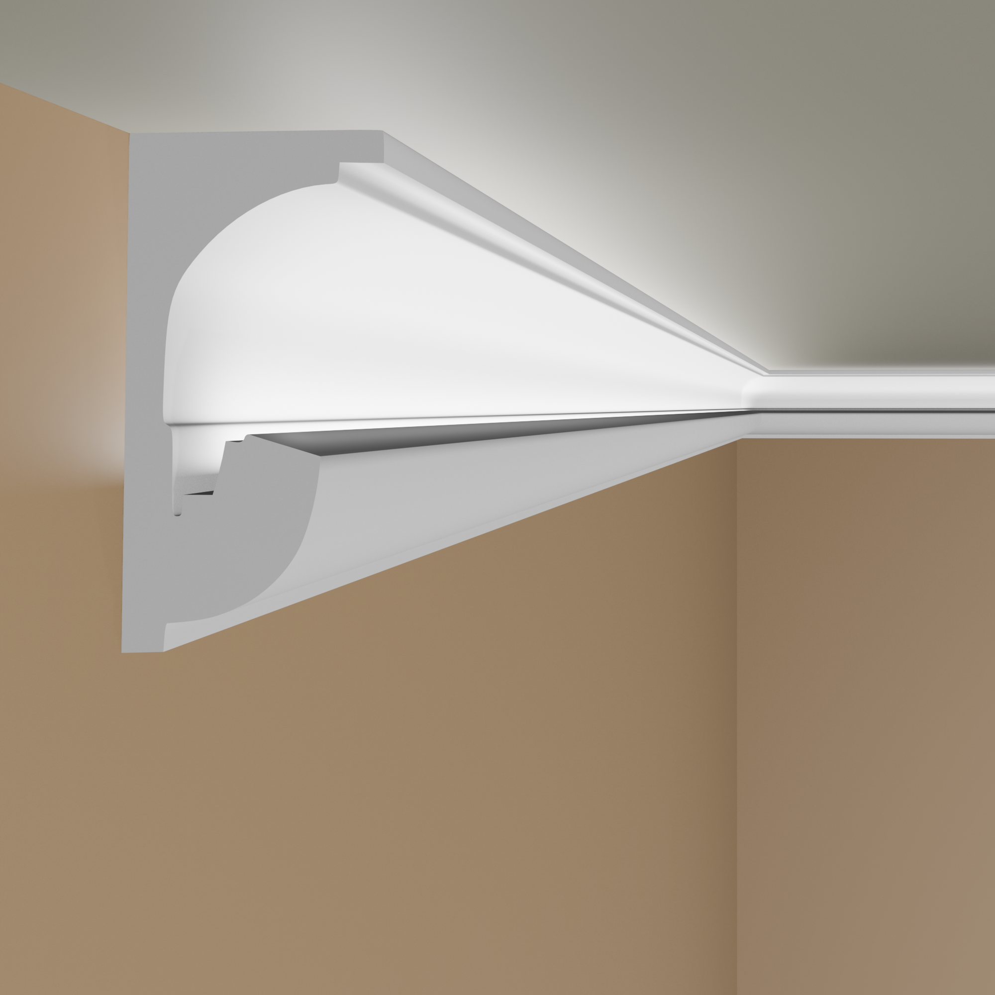PROVISTON | Lichtleiste "LL6" | Polystyrol Stuckleiste | 62 x 130 x 2000 mm | Weiß | Deckenleiste