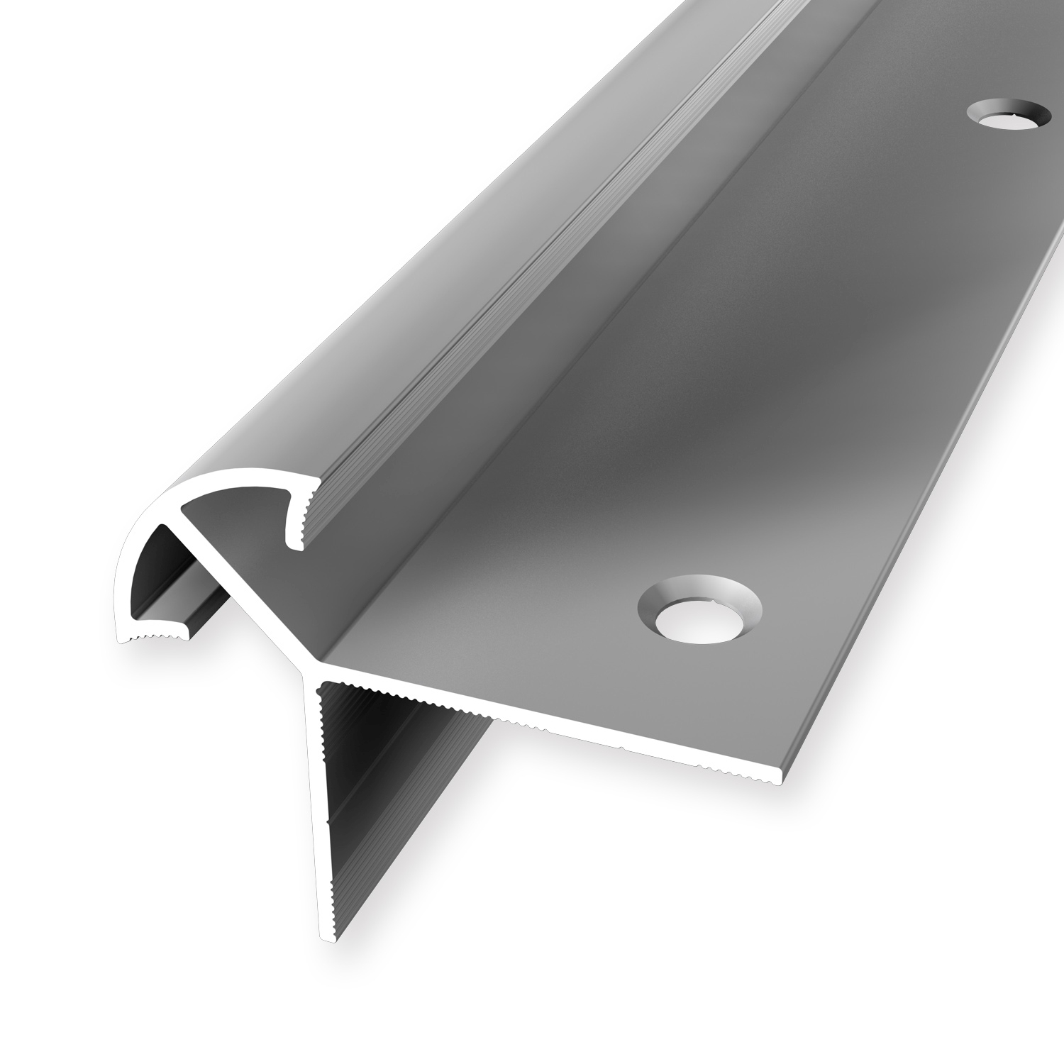 Nez de marche 40 x 50 x 2500 mm Cornière alu lisse avec trous à vis fraisés Küberit