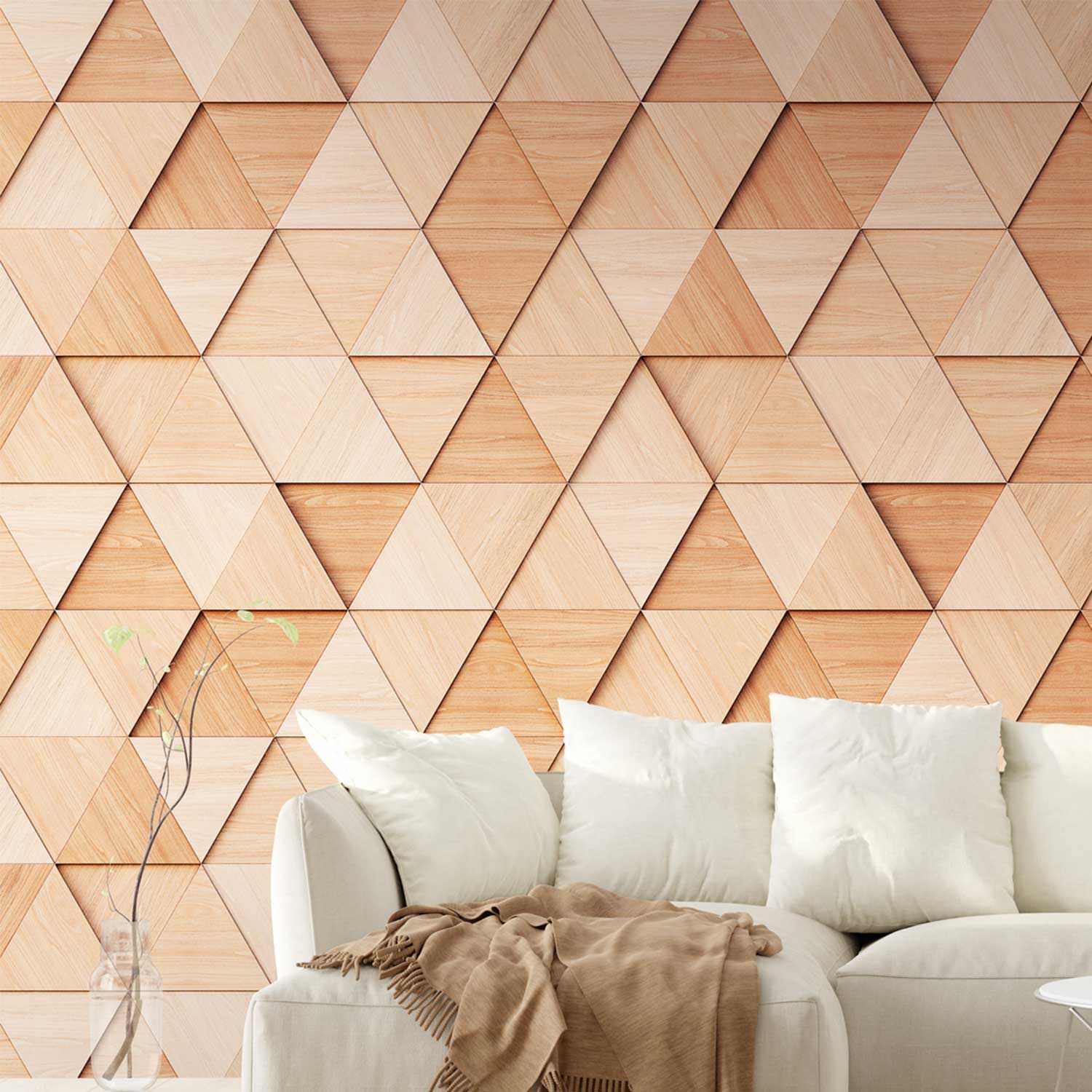 Tadessi Fototapete 3D Optik M1-No.10309 Digitaldruck Tapete Beige - Geometrisch Modern Abstrakt