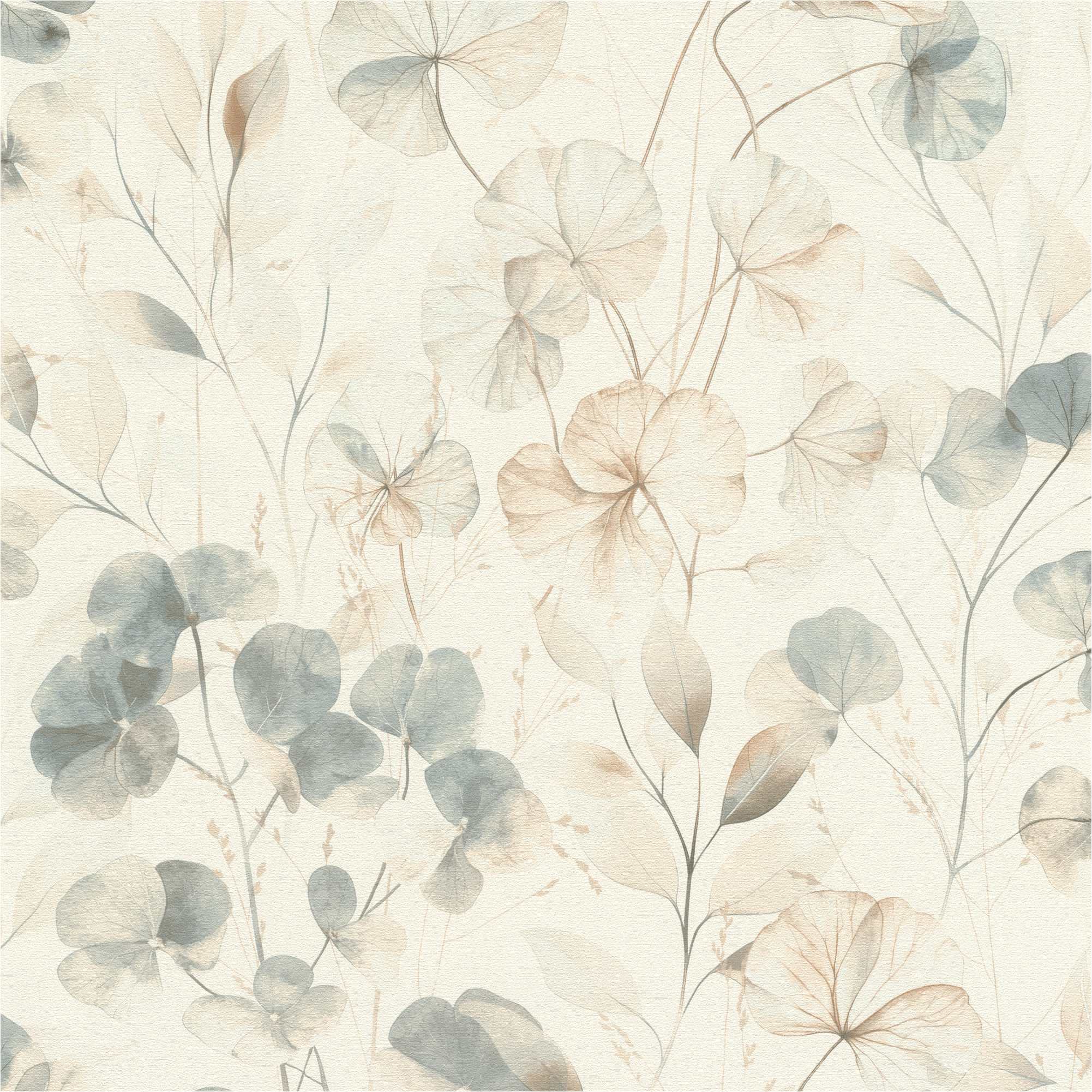 Vliestapete 709018 Blumen und Blätter Floral Blau Farm Living Rasch